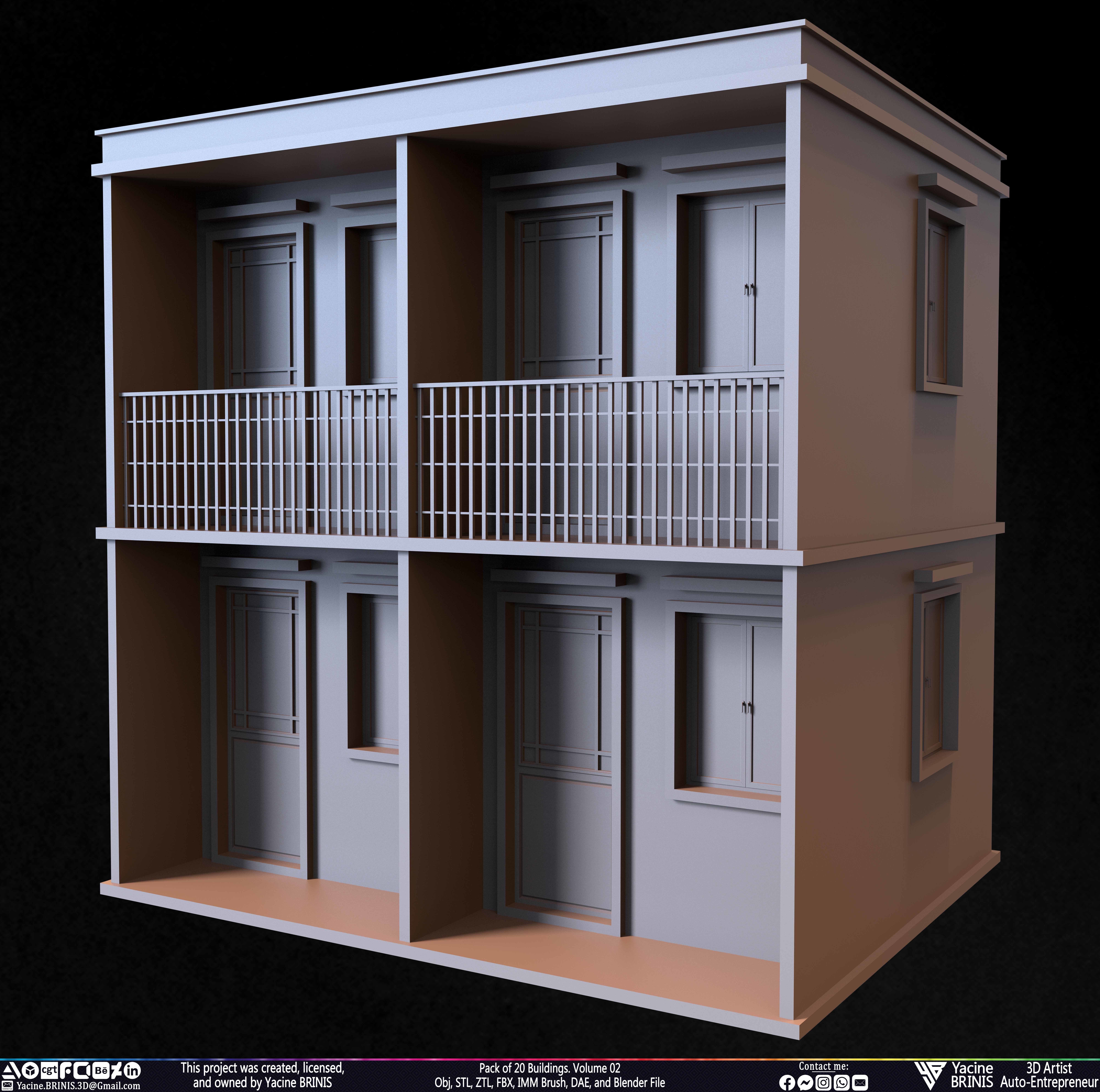 Pack of 20 Buildings Volume 02 Low-poly 3D model_14
