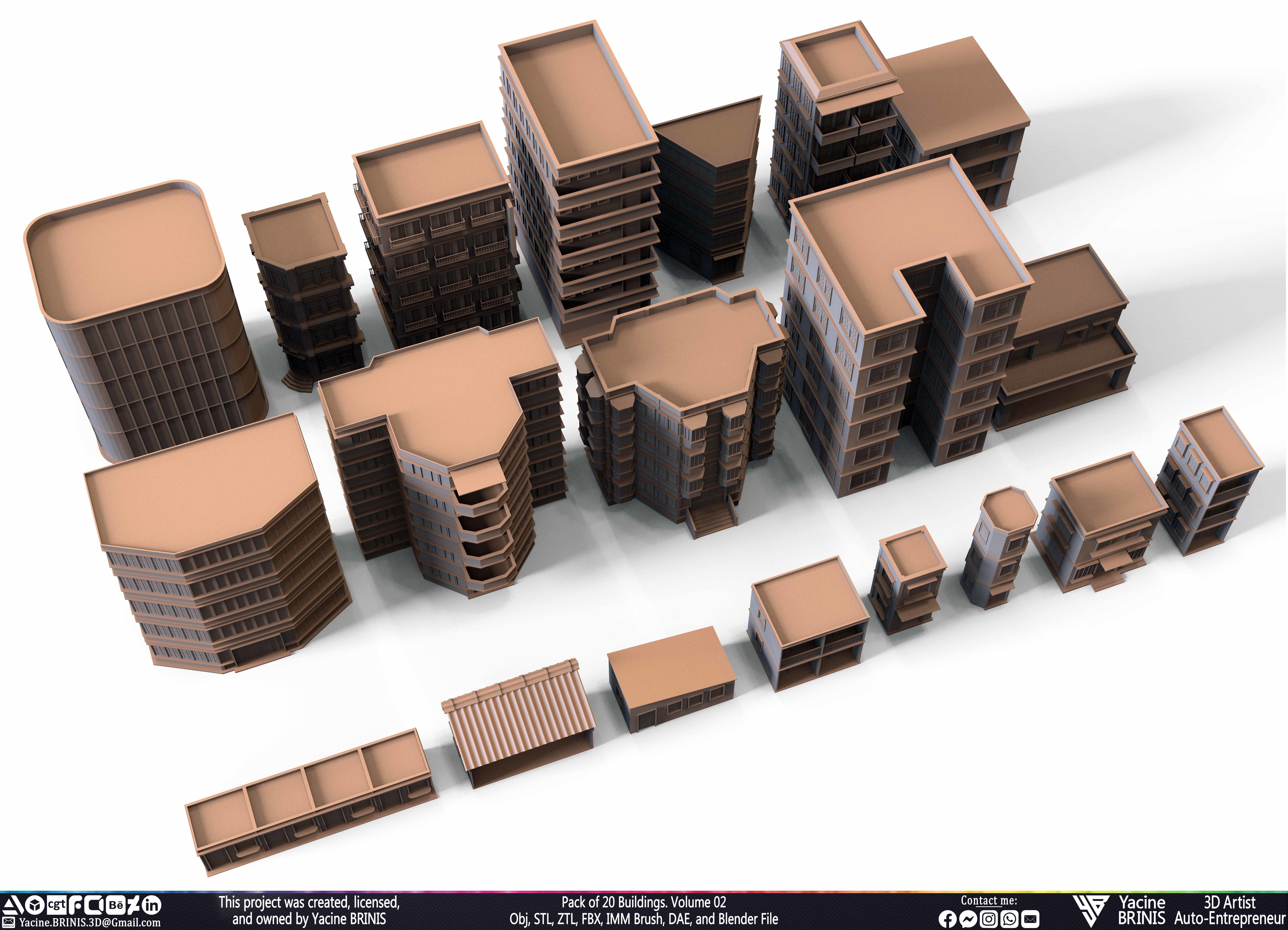 Pack of 20 Buildings Volume 02 Low-poly 3D model_23