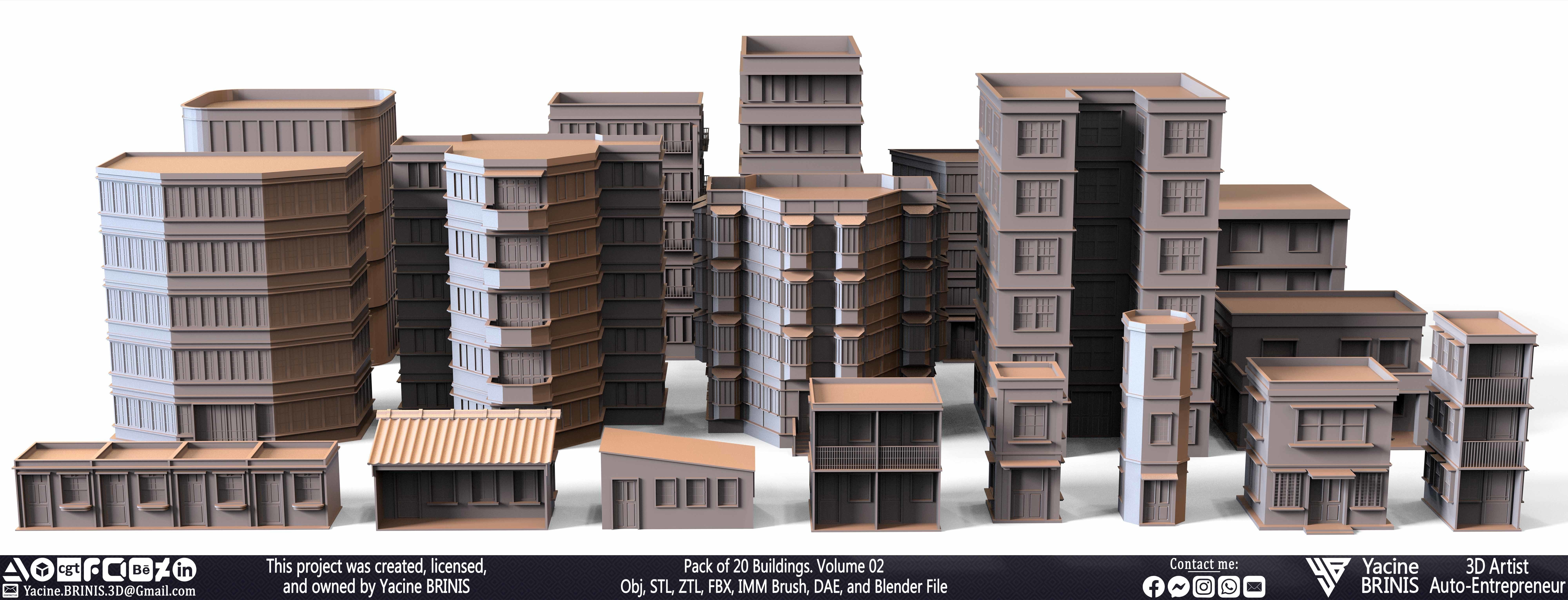 Pack of 20 Buildings Volume 02 Low-poly 3D model_28