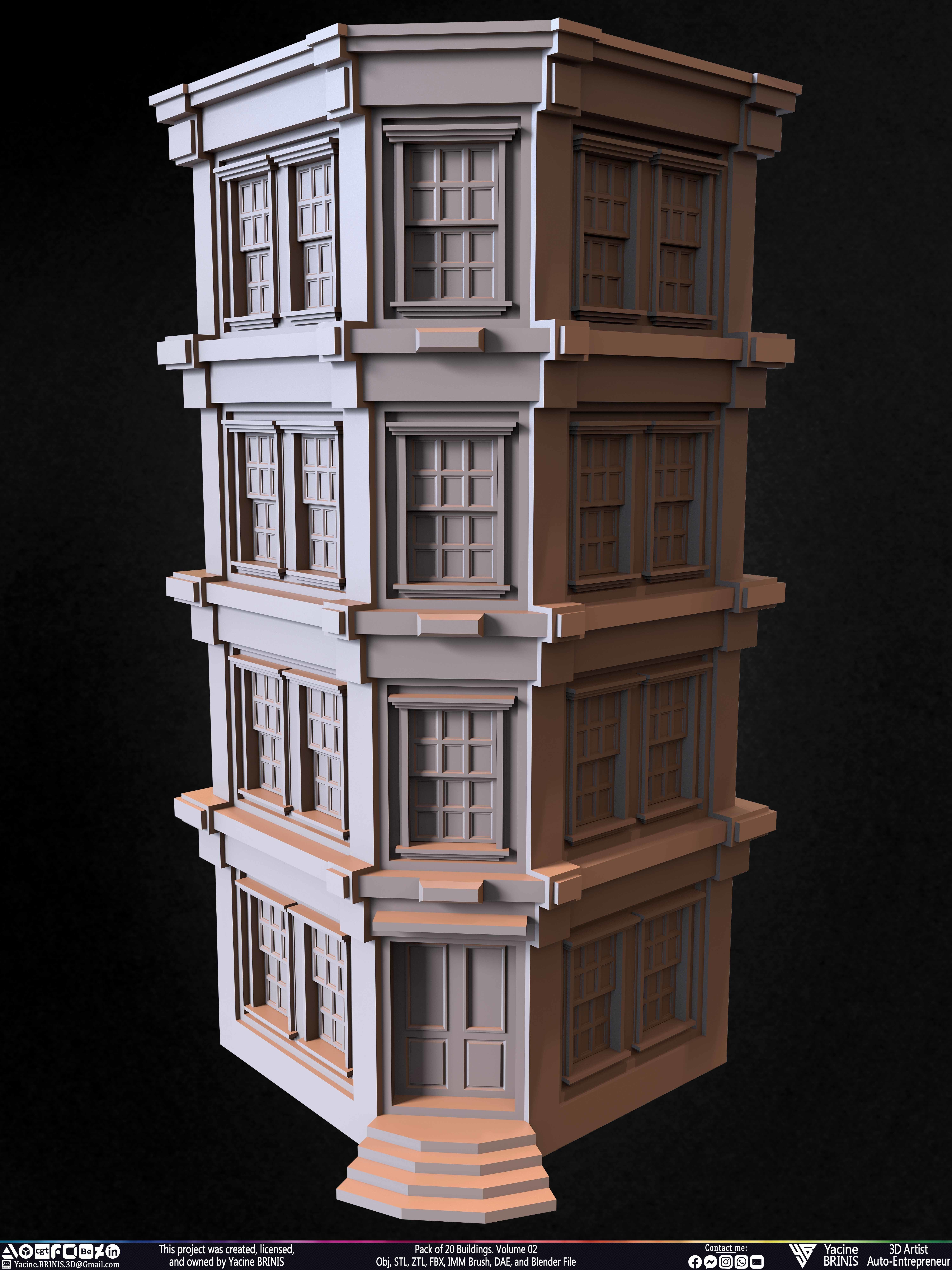 Pack of 20 Buildings Volume 02 Low-poly 3D model_2