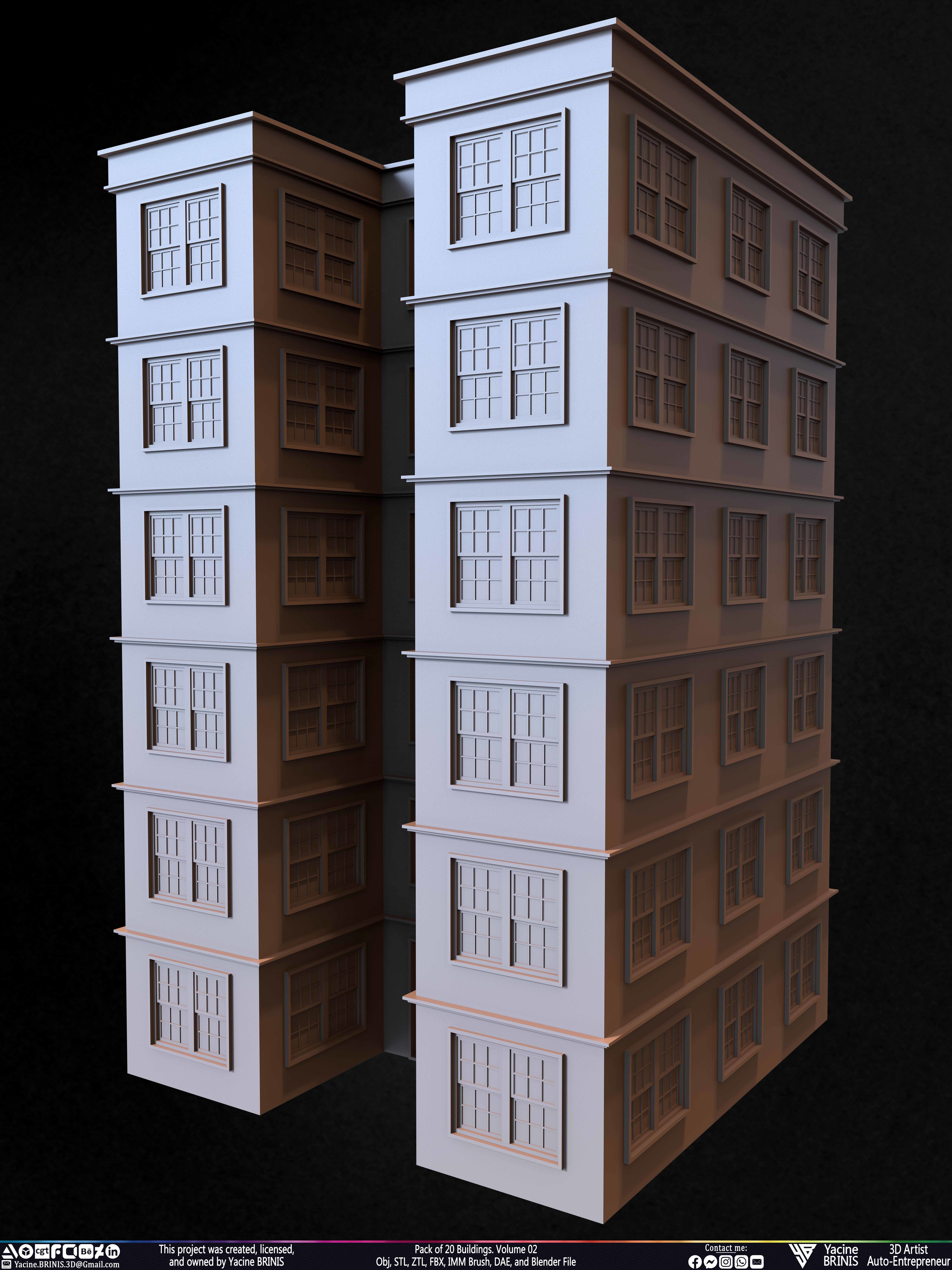 Pack of 20 Buildings Volume 02 Low-poly 3D model_20