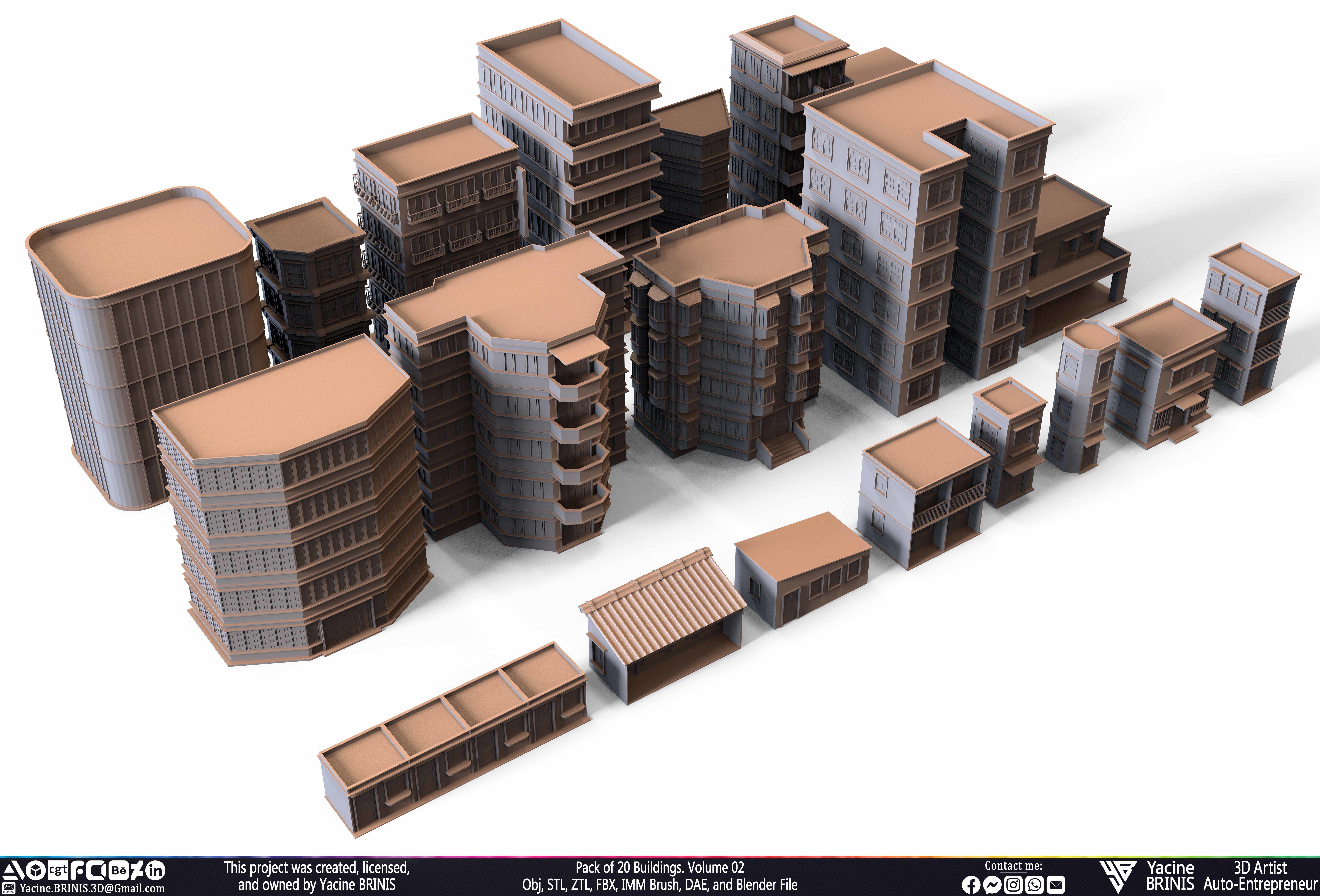 Pack of 20 Buildings Volume 02 Low-poly 3D model_22