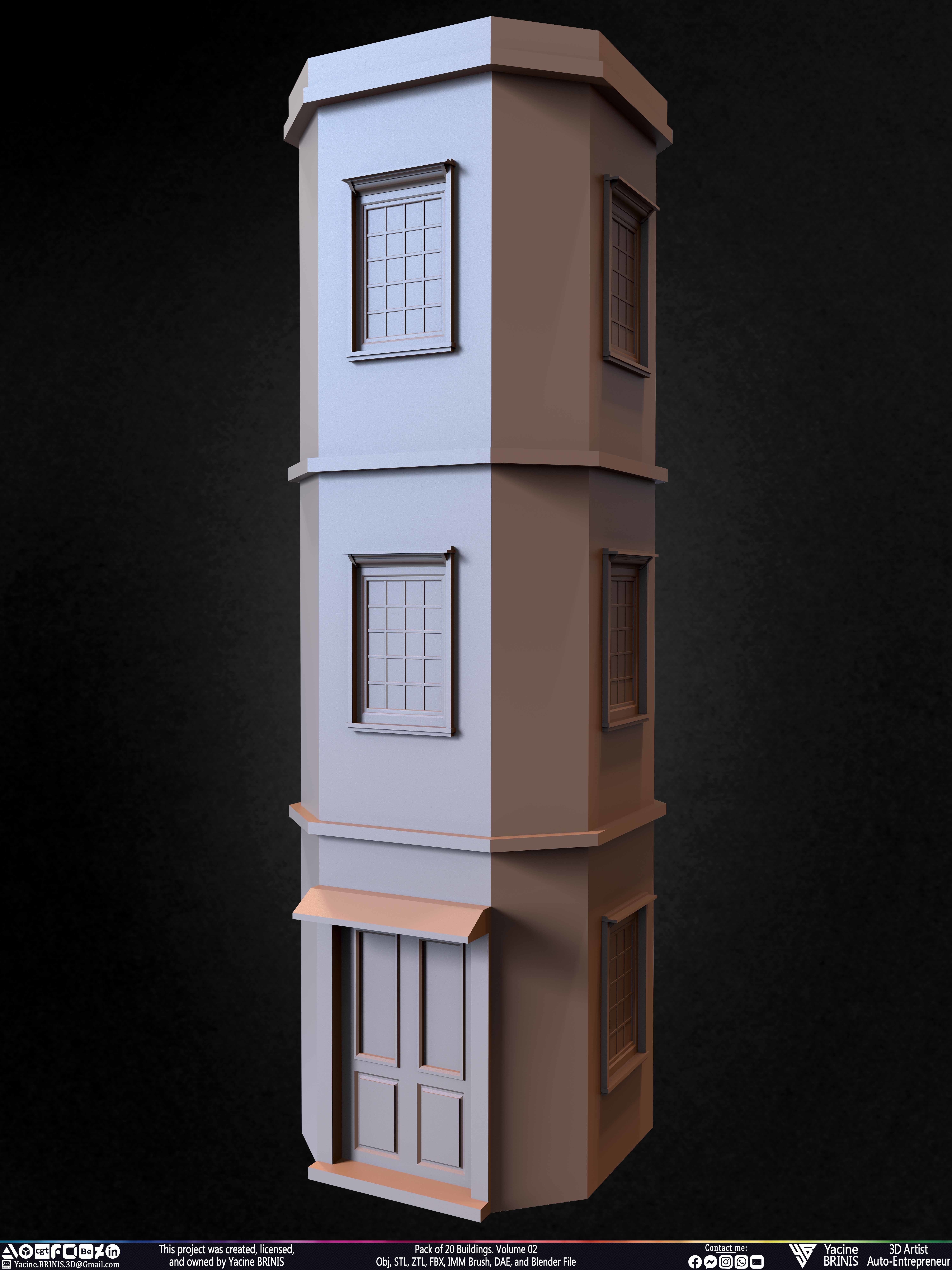 Pack of 20 Buildings Volume 02 Low-poly 3D model_6