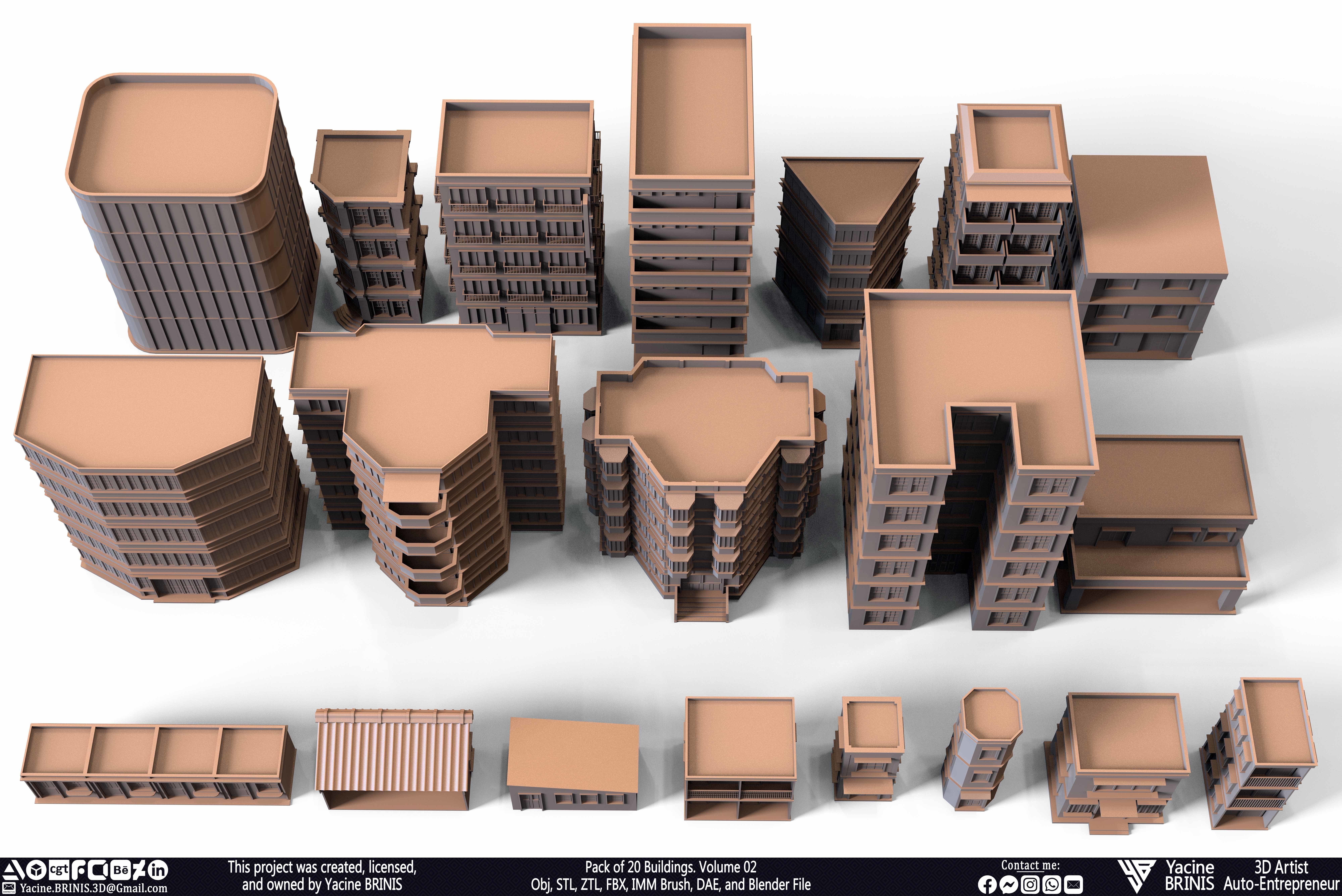 Pack of 20 Buildings Volume 02 Low-poly 3D model_27