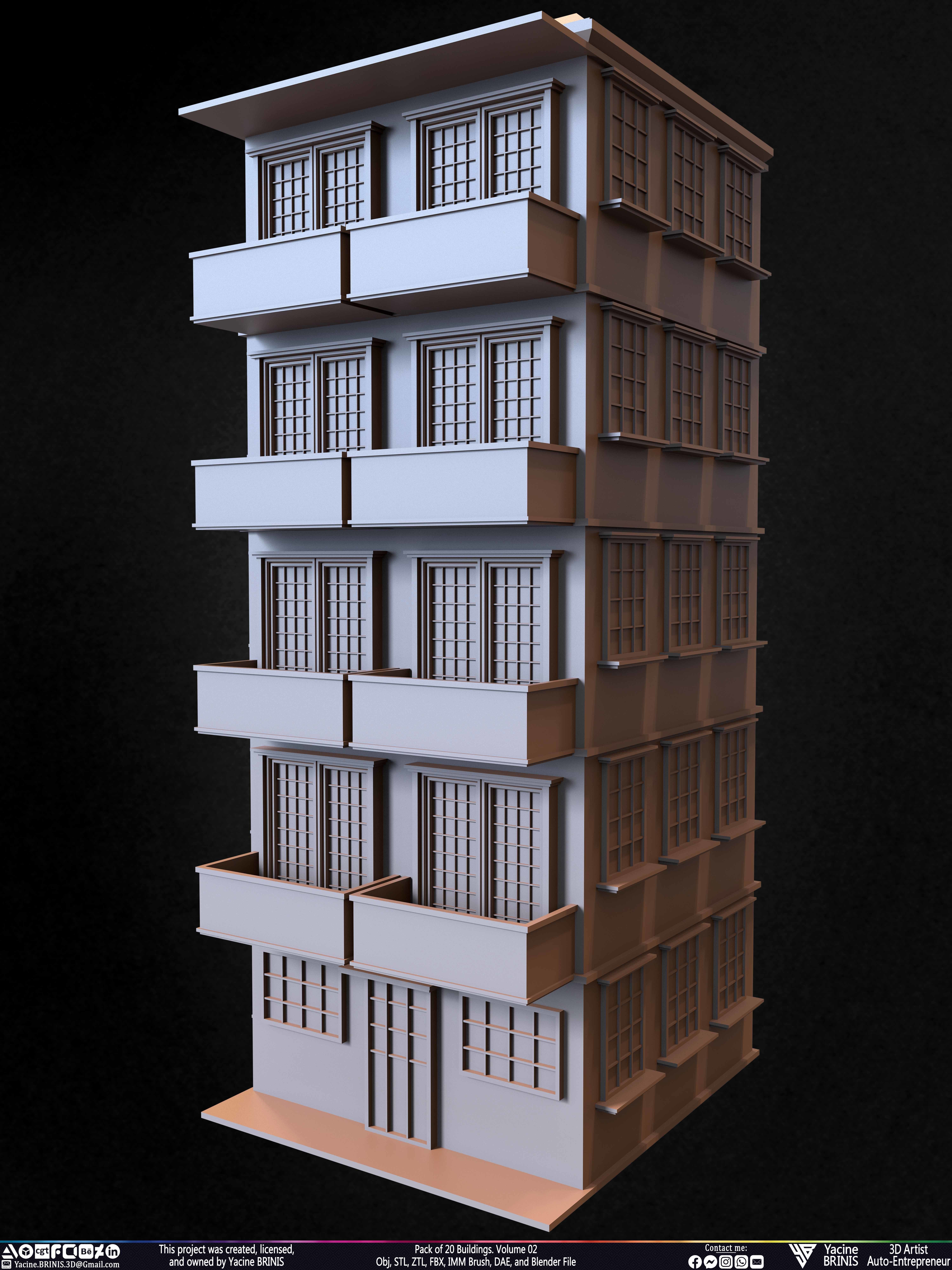 Pack of 20 Buildings Volume 02 Low-poly 3D model_16