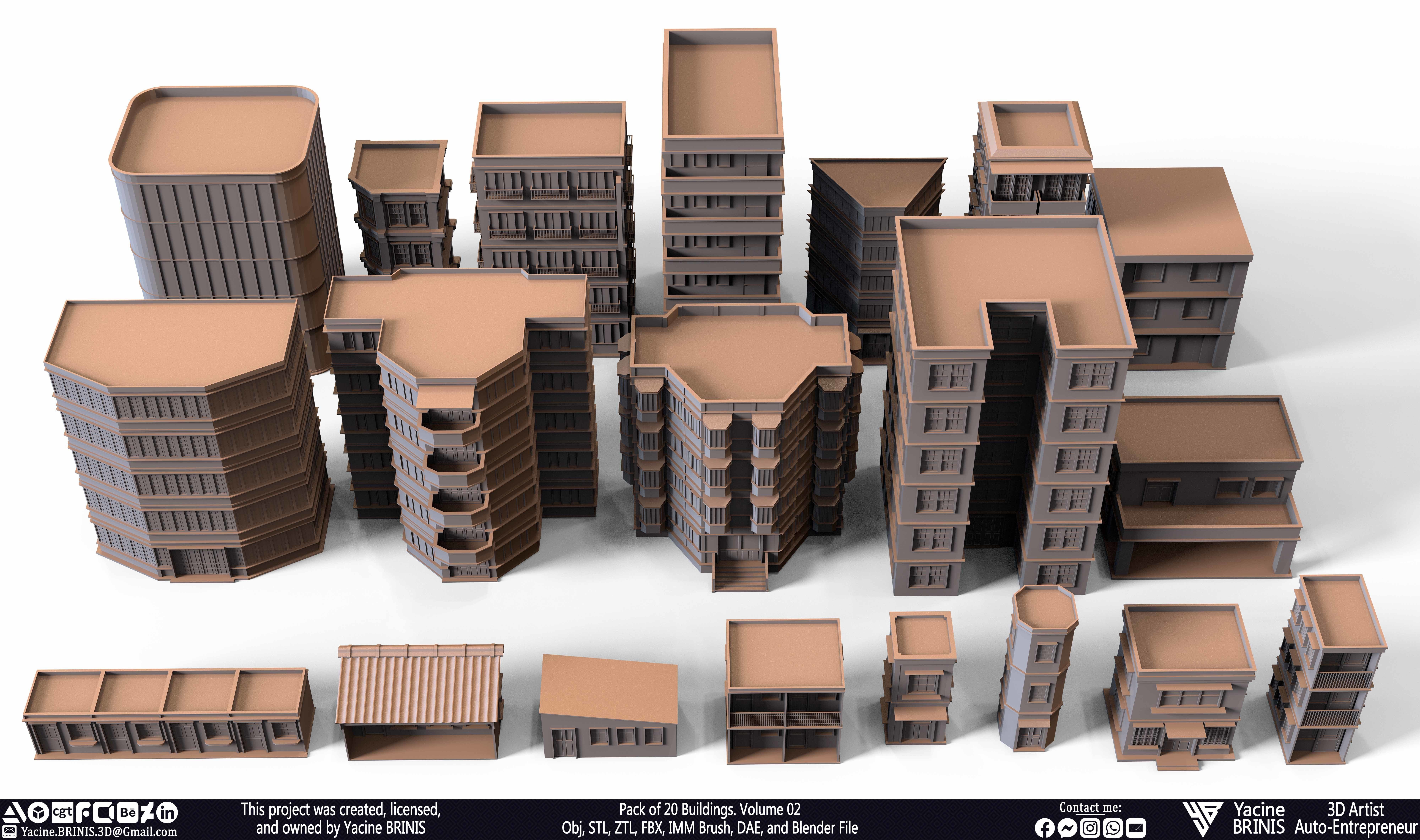 Pack of 20 Buildings Volume 02 Low-poly 3D model_26