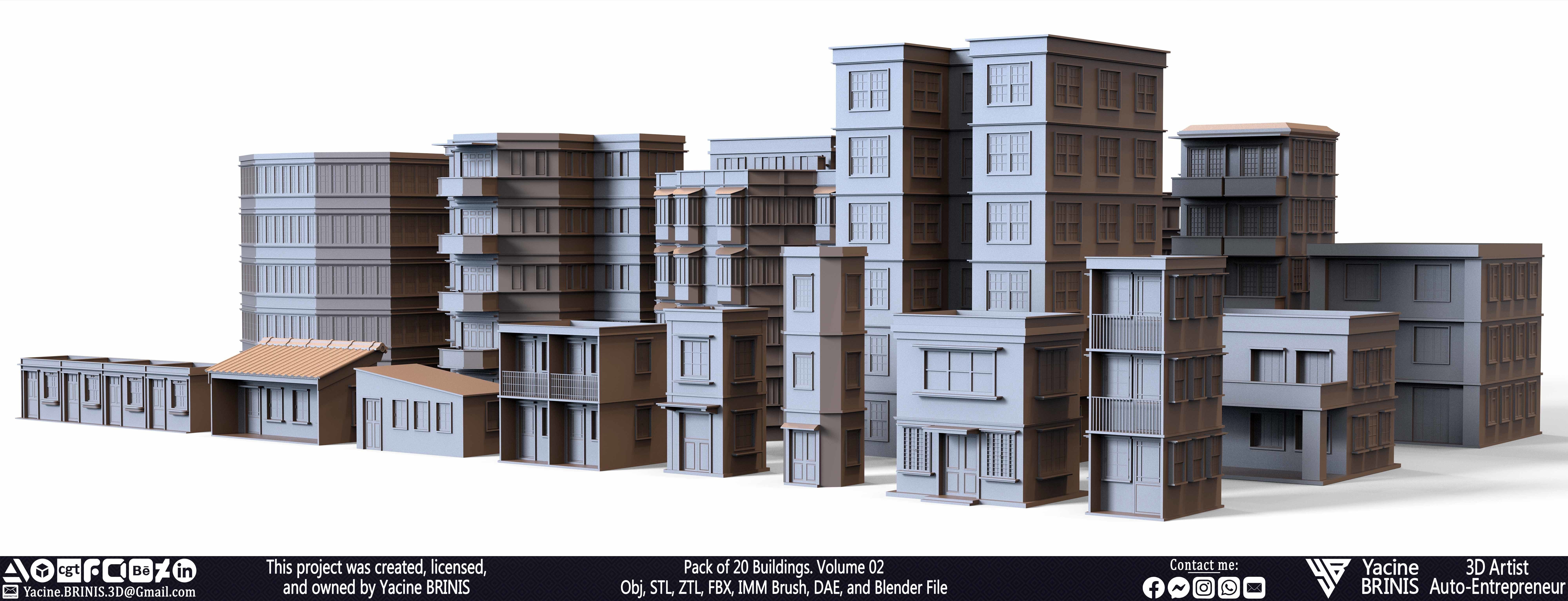 Pack of 20 Buildings Volume 02 Low-poly 3D model_29
