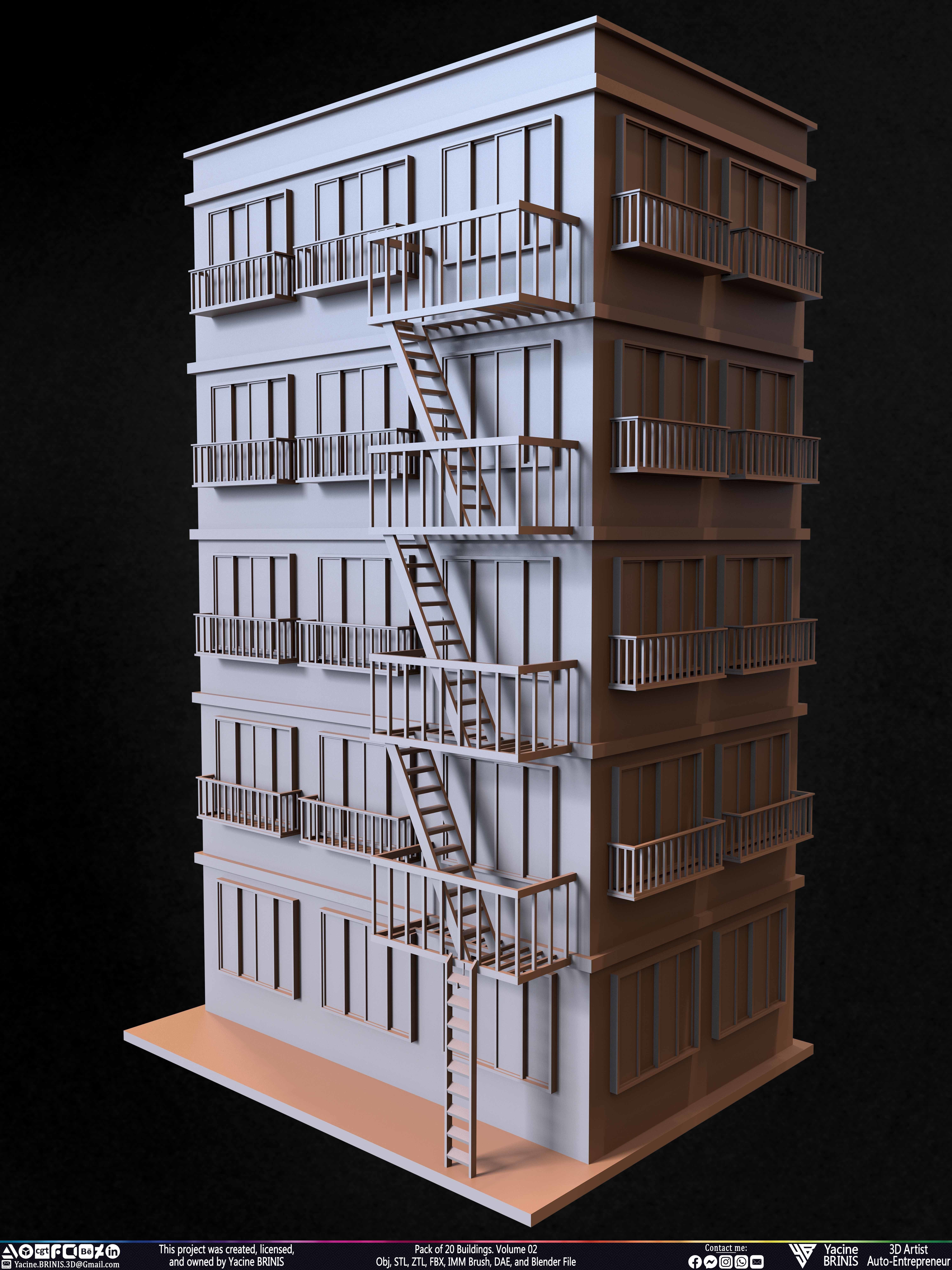 Pack of 20 Buildings Volume 02 Low-poly 3D model_3