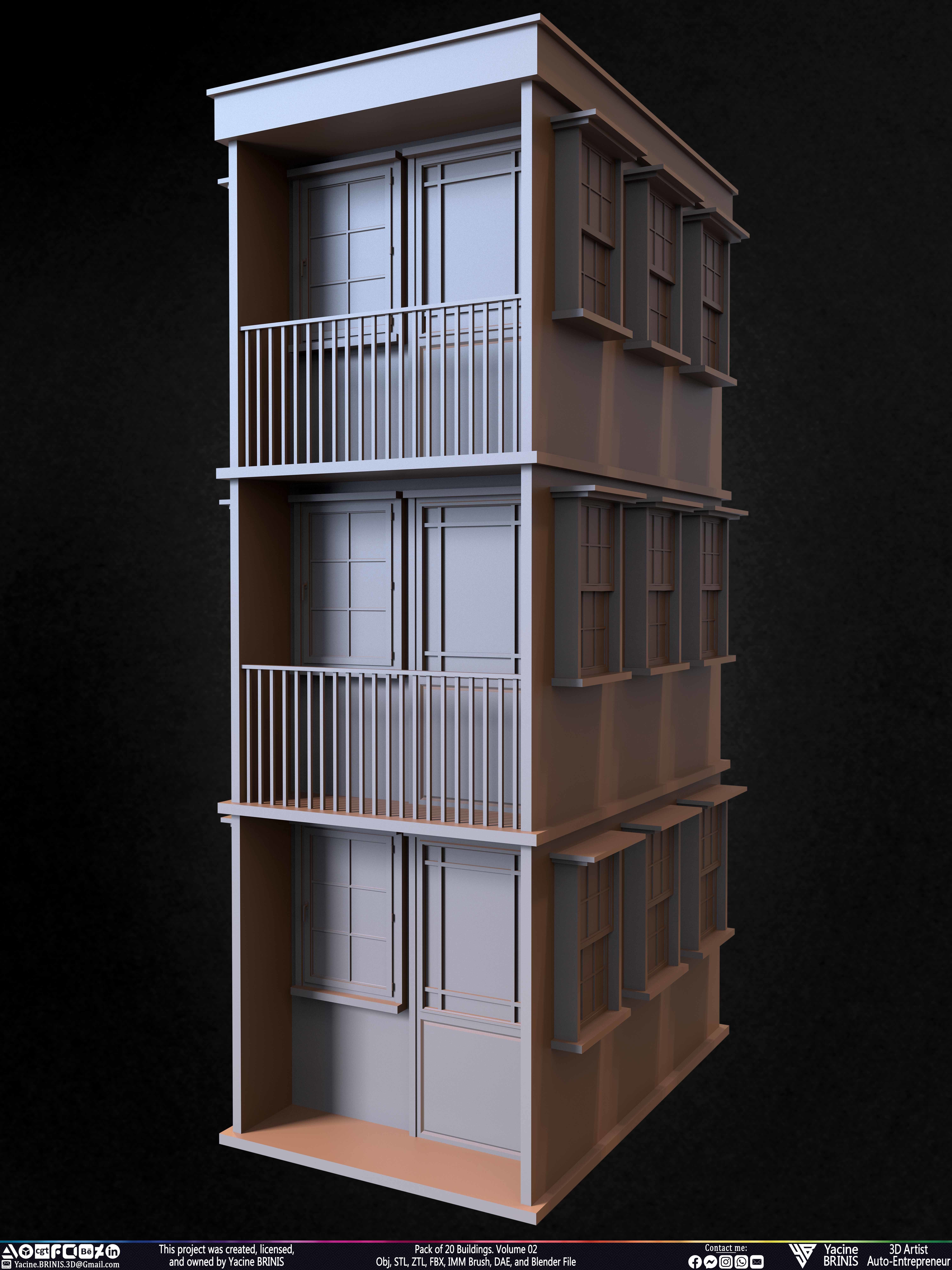 Pack of 20 Buildings Volume 02 Low-poly 3D model_8