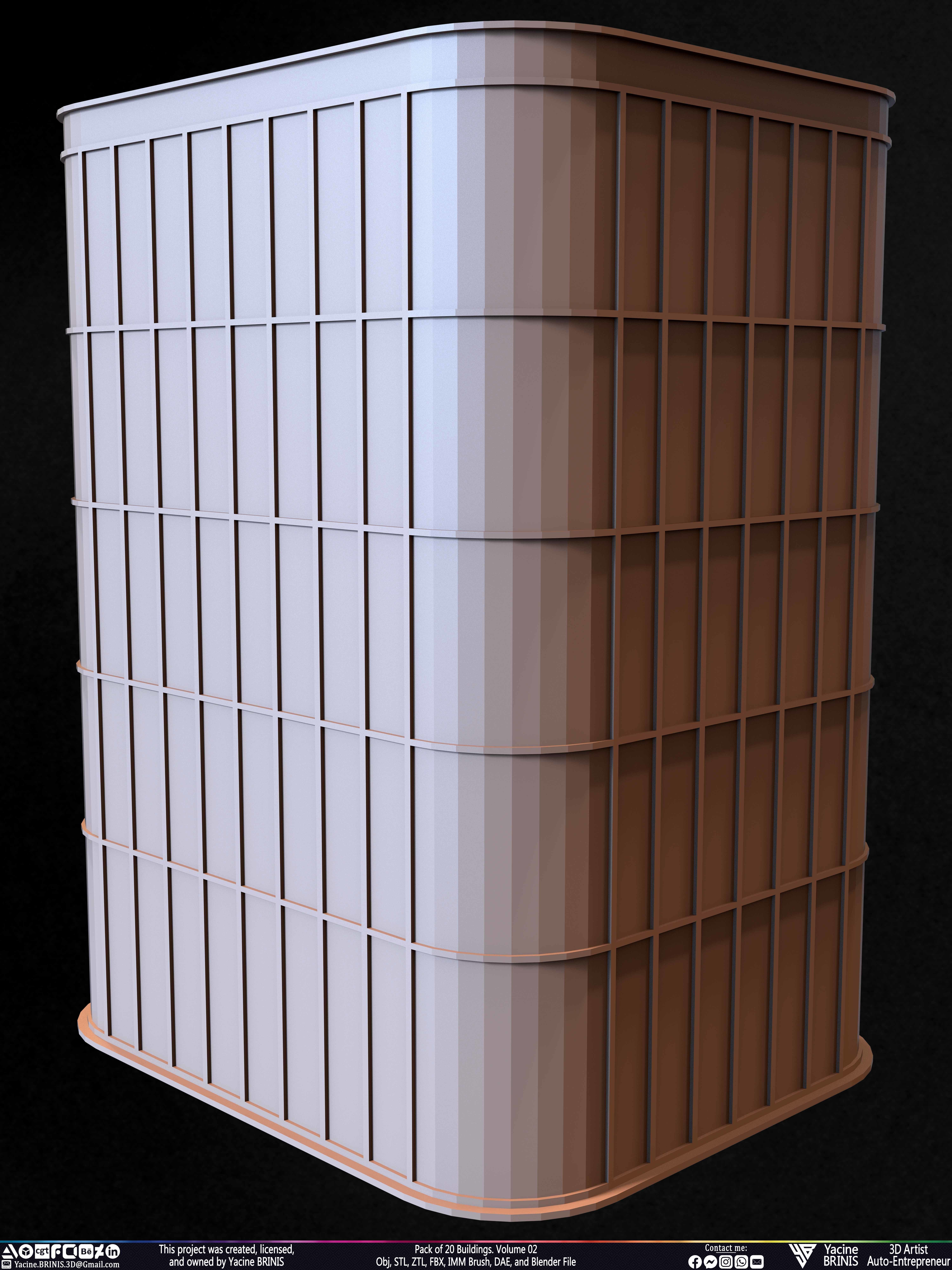 Pack of 20 Buildings Volume 02 Low-poly 3D model_1