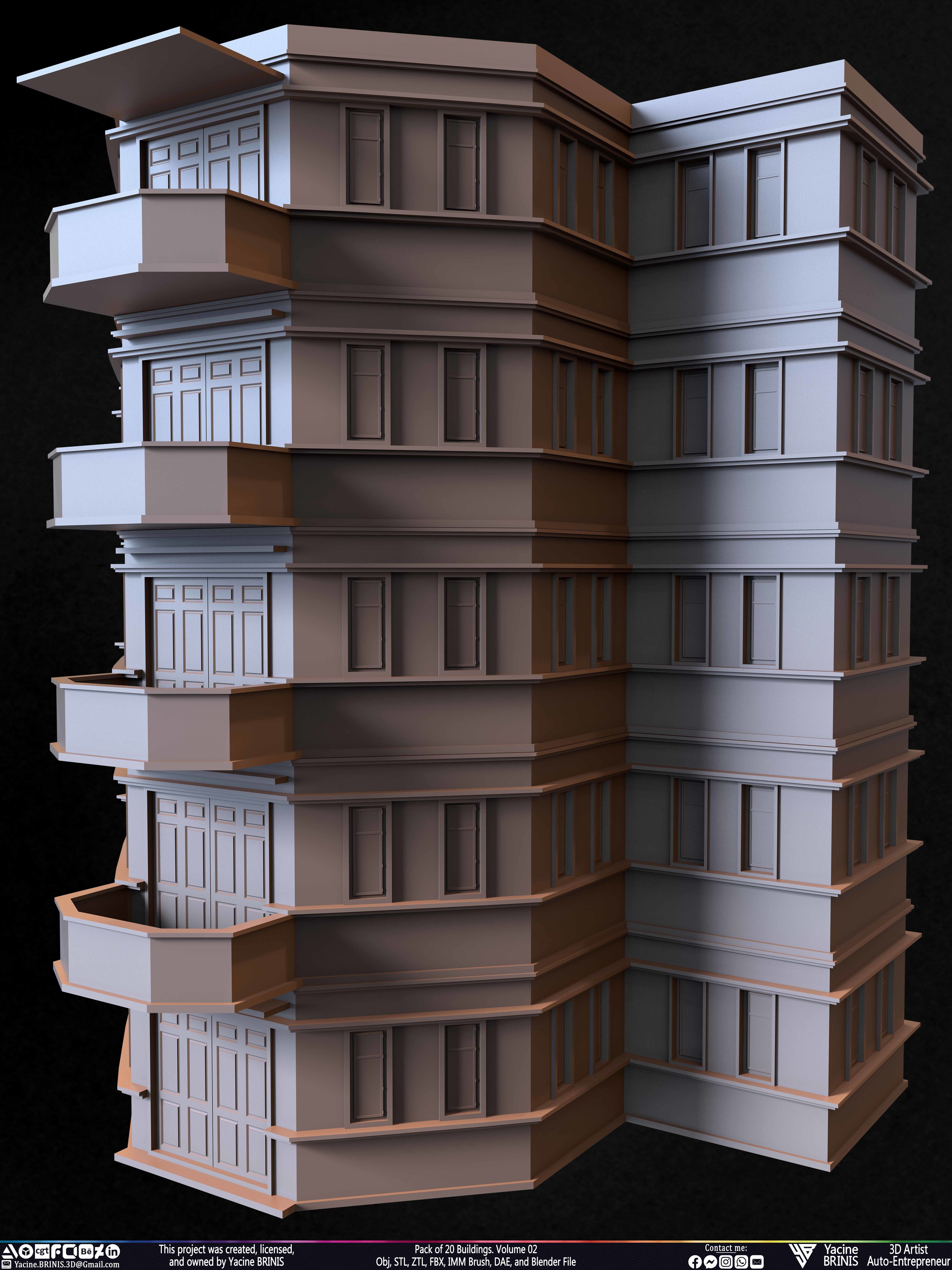 Pack of 20 Buildings Volume 02 Low-poly 3D model_18