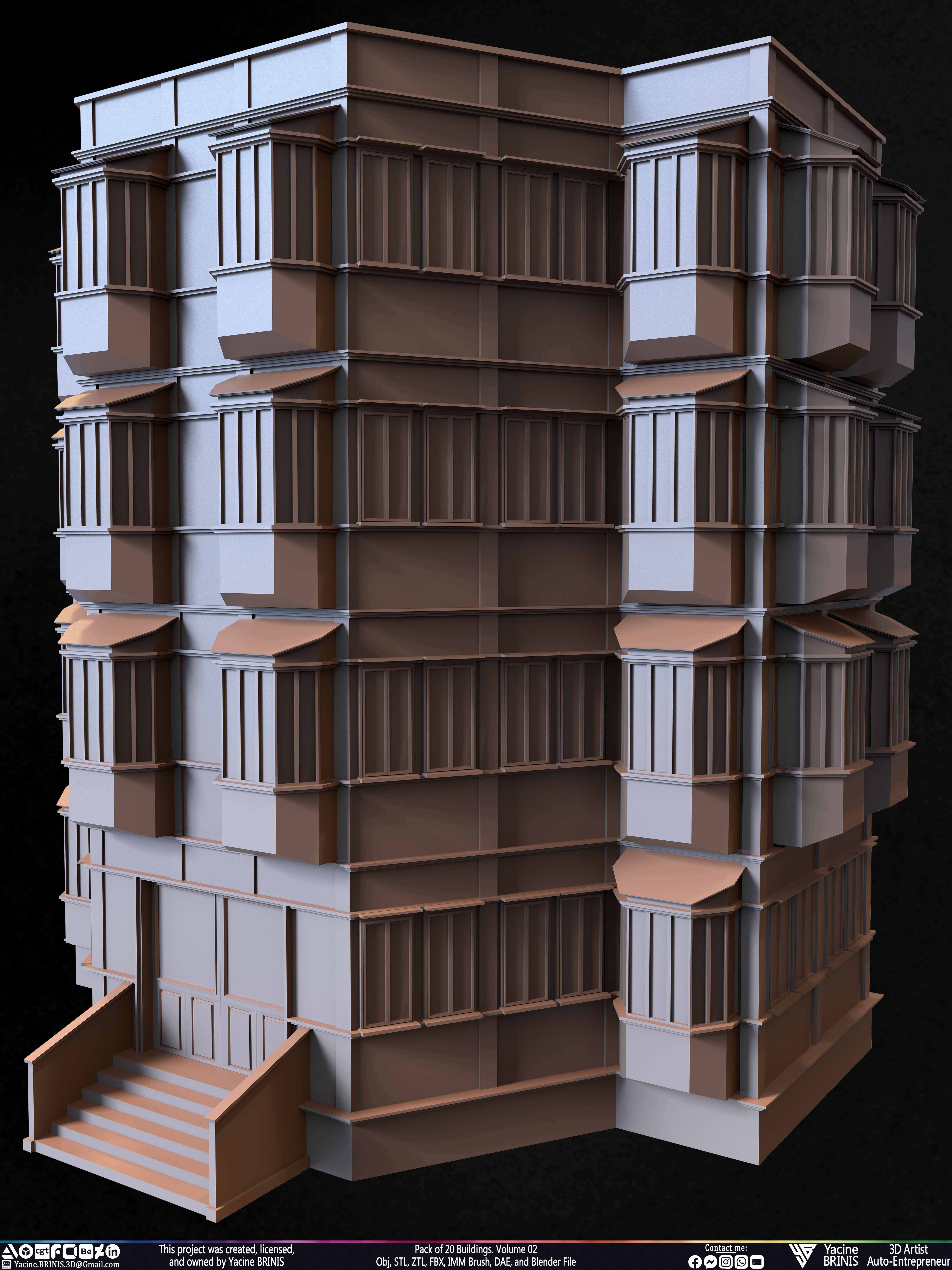 Pack of 20 Buildings Volume 02 Low-poly 3D model_19