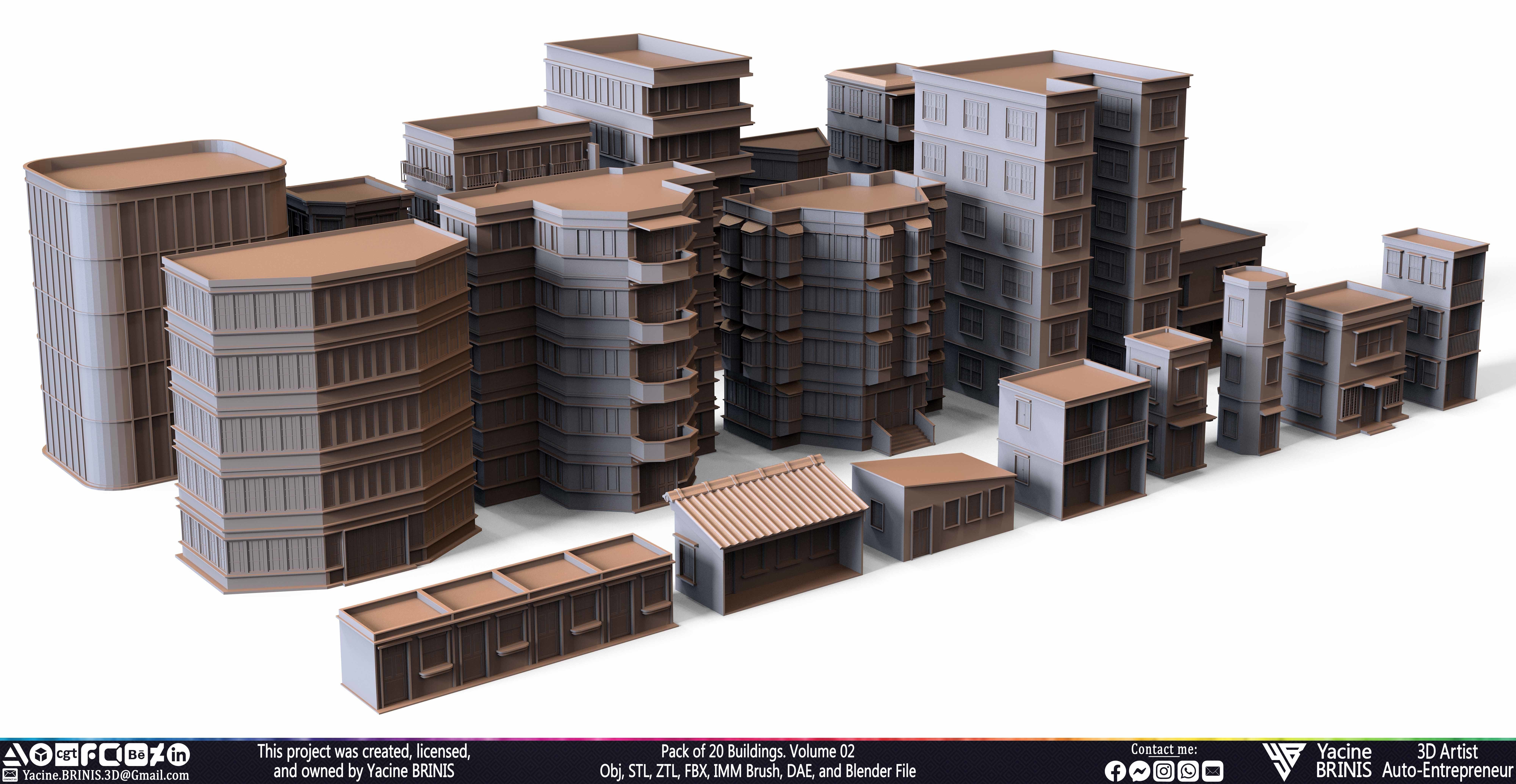 Pack of 20 Buildings Volume 02 Low-poly 3D model_21
