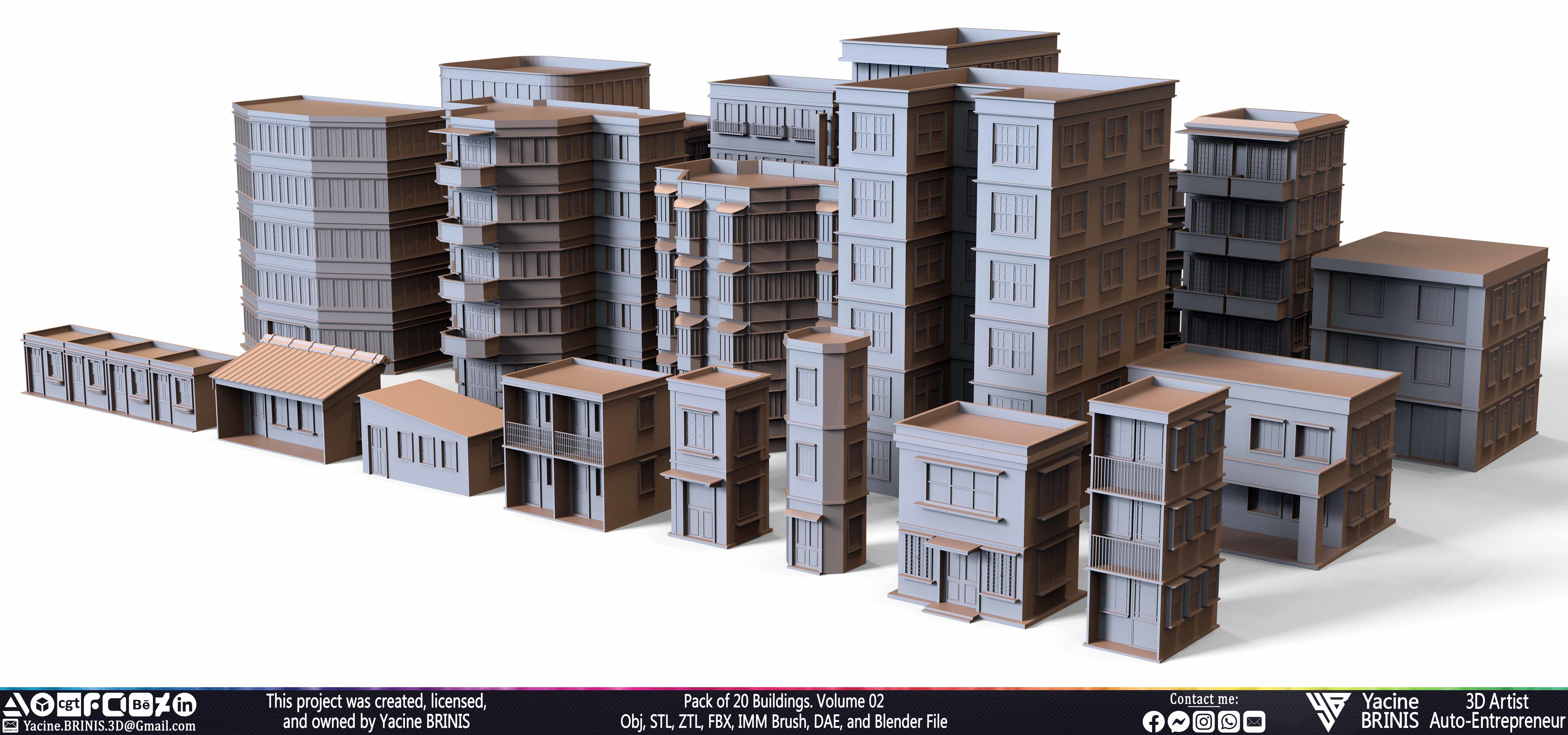 Pack of 20 Buildings Volume 02 Low-poly 3D model_30
