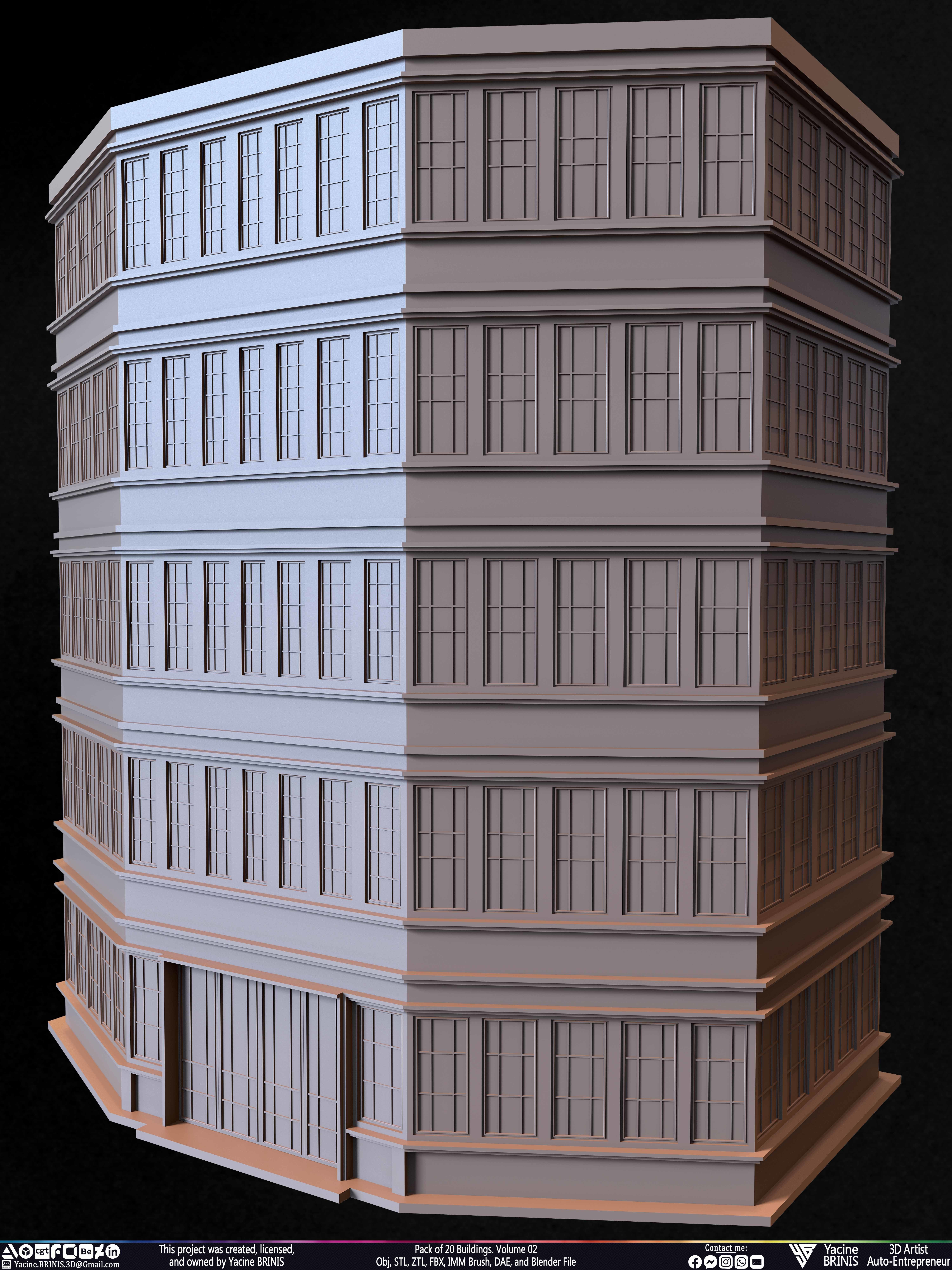 Pack of 20 Buildings Volume 02 Low-poly 3D model_17