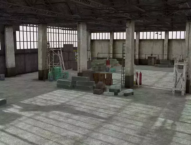 Old crate hangar and military hangar warehouse airplane room