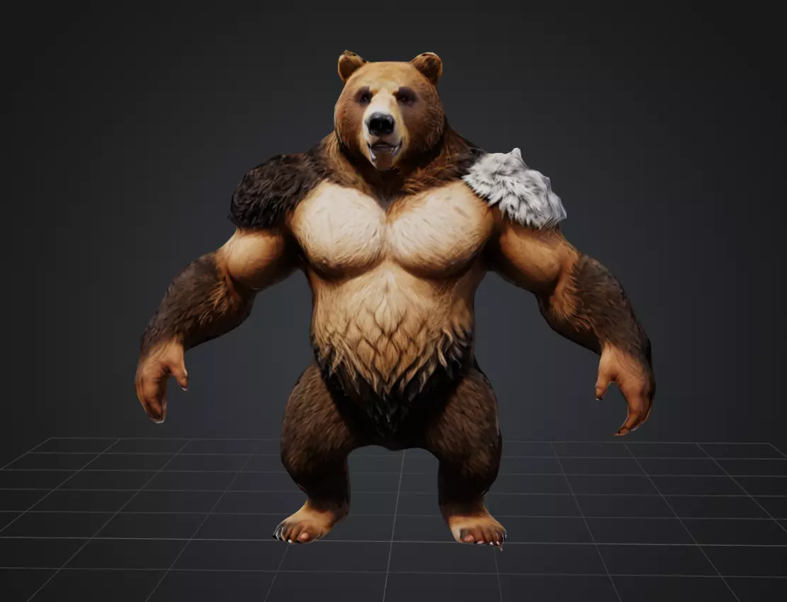 Bear warrior Game Ready FBX  Low-poly 3D model_0
