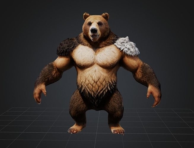 Bear warrior Game Ready FBX  Low-poly 3D model
