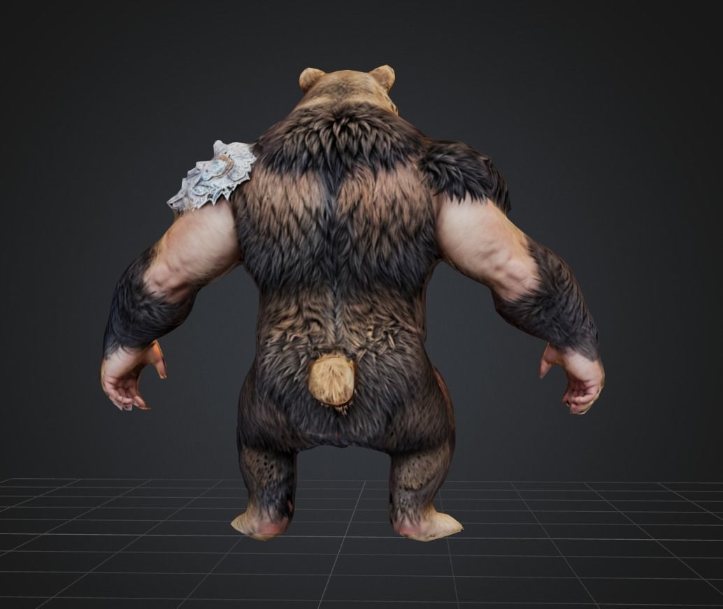 Bear warrior Game Ready FBX  Low-poly 3D model_3