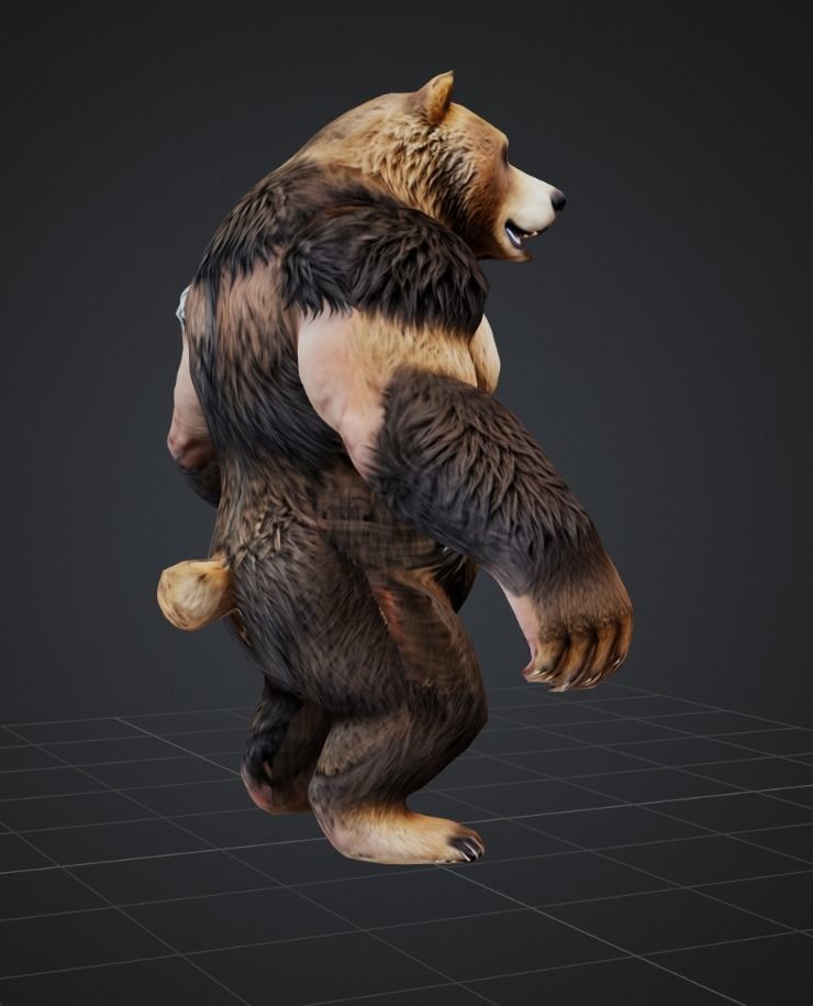 Bear warrior Game Ready FBX  Low-poly 3D model_4