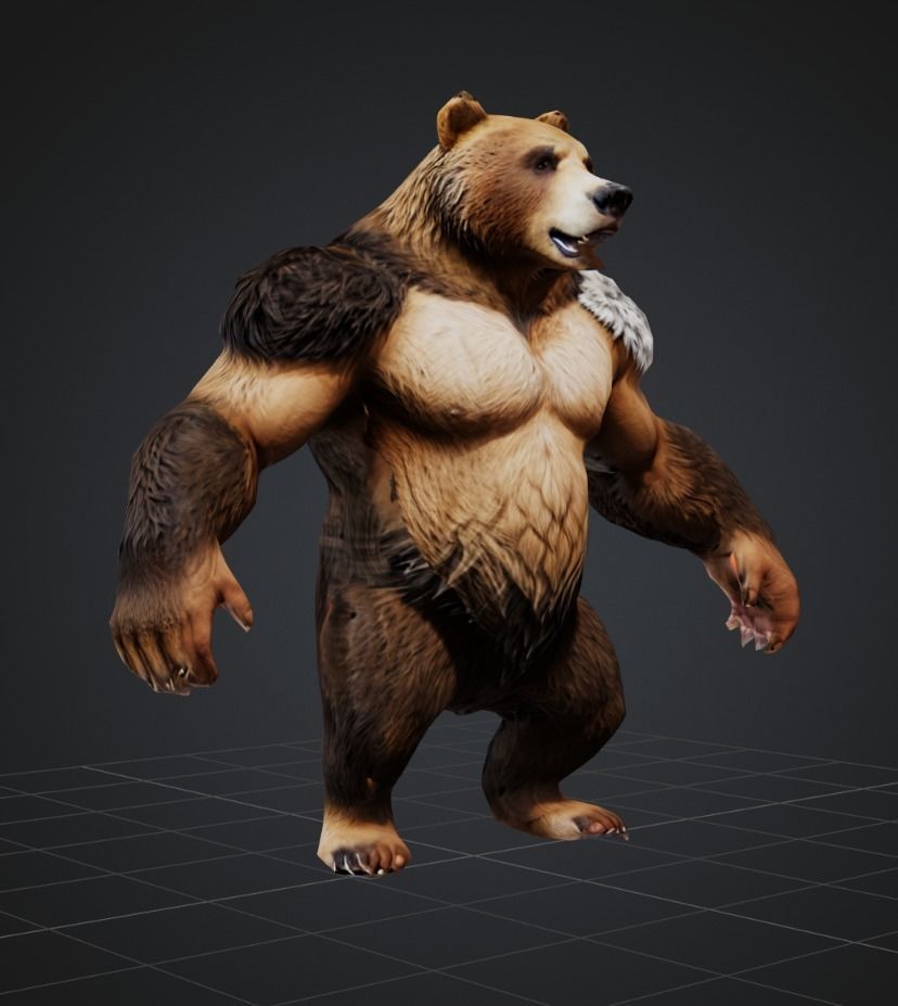 Bear warrior Game Ready FBX  Low-poly 3D model_5