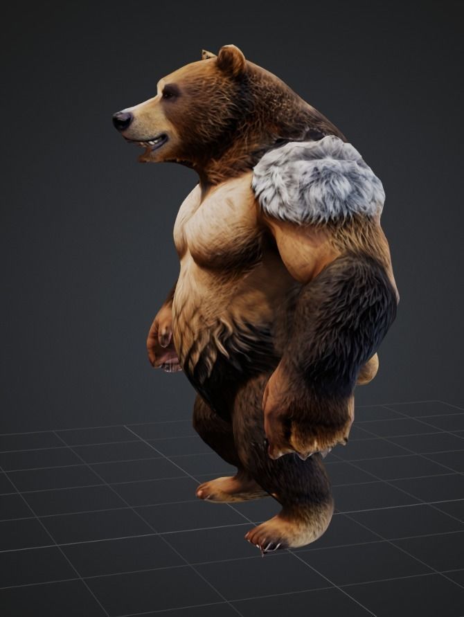 Bear warrior Game Ready FBX  Low-poly 3D model_1