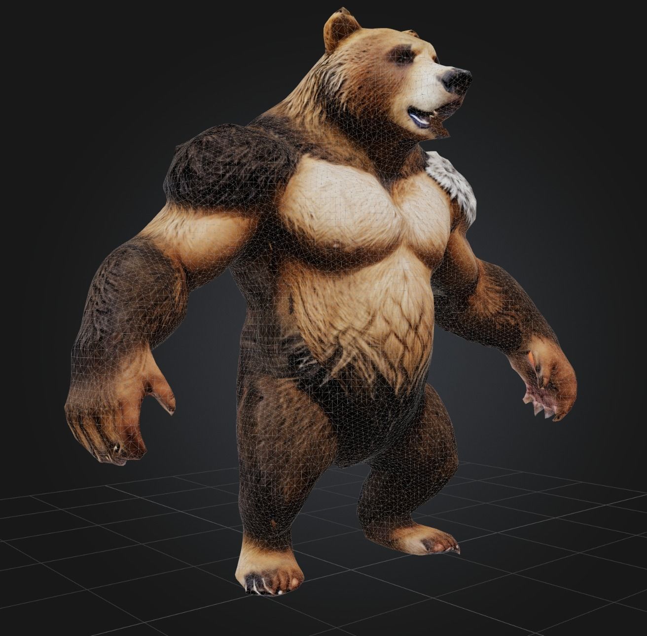 Bear warrior Game Ready FBX  Low-poly 3D model_7
