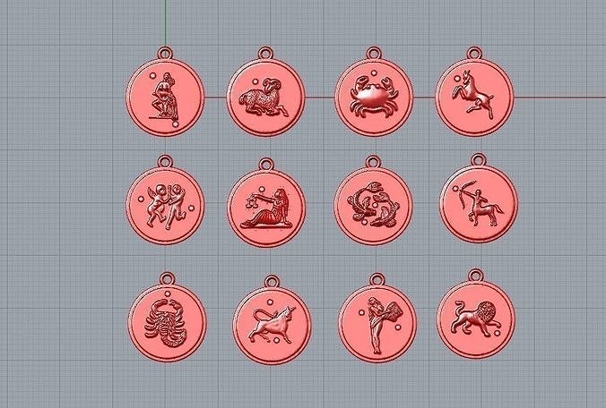 Zodiac  Pendants Set Pack  3D print model