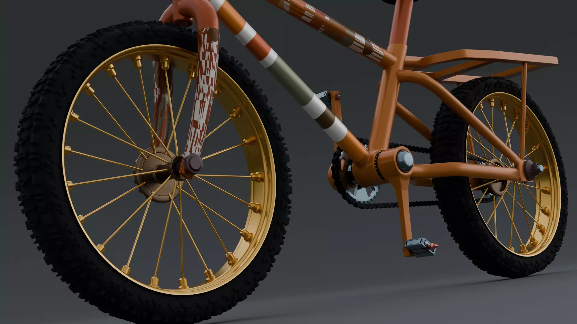 Vibrant Orange Bicycle 3D model