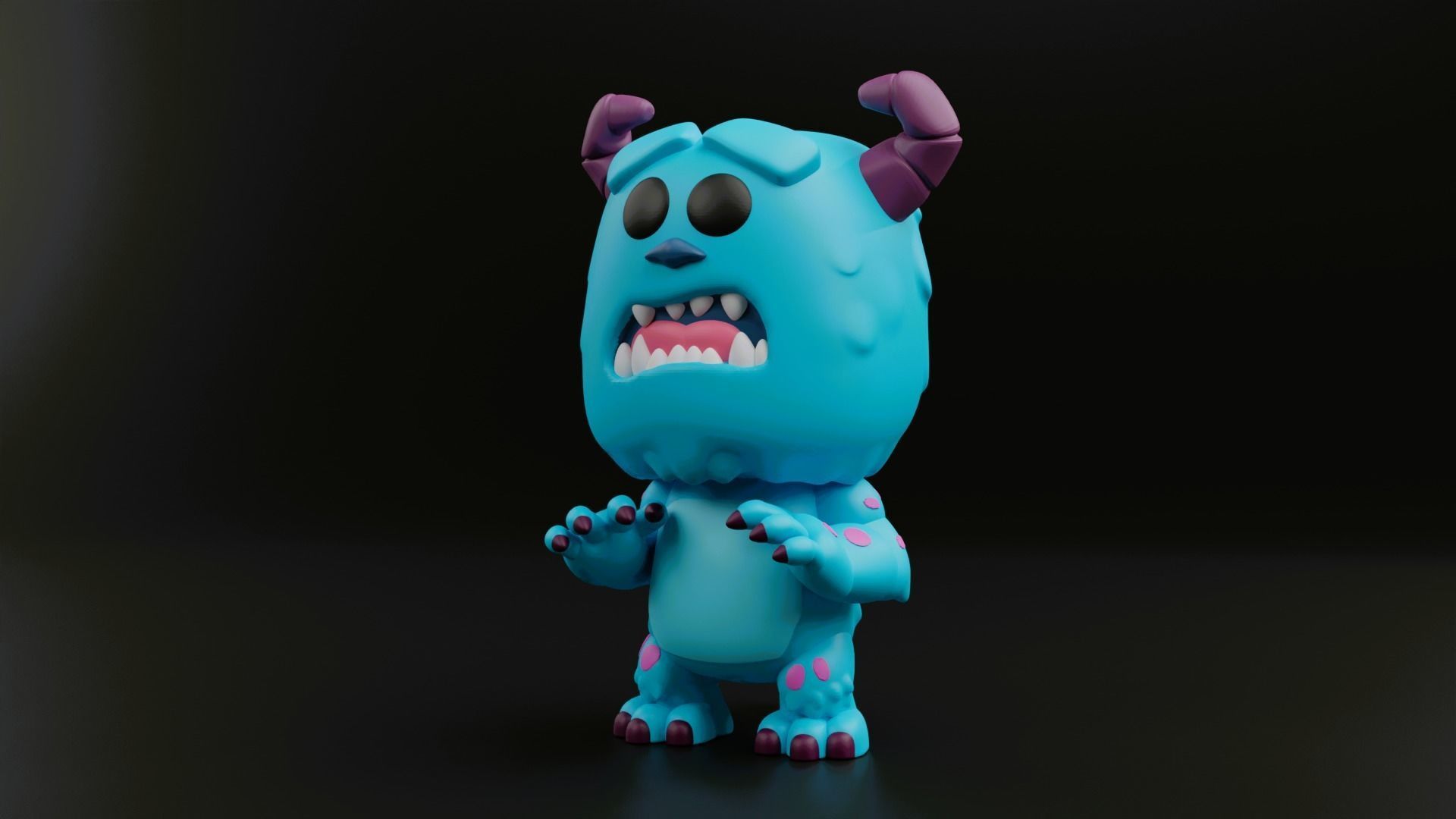 sulley funko pop from the movie monsters inc 3D print model_5