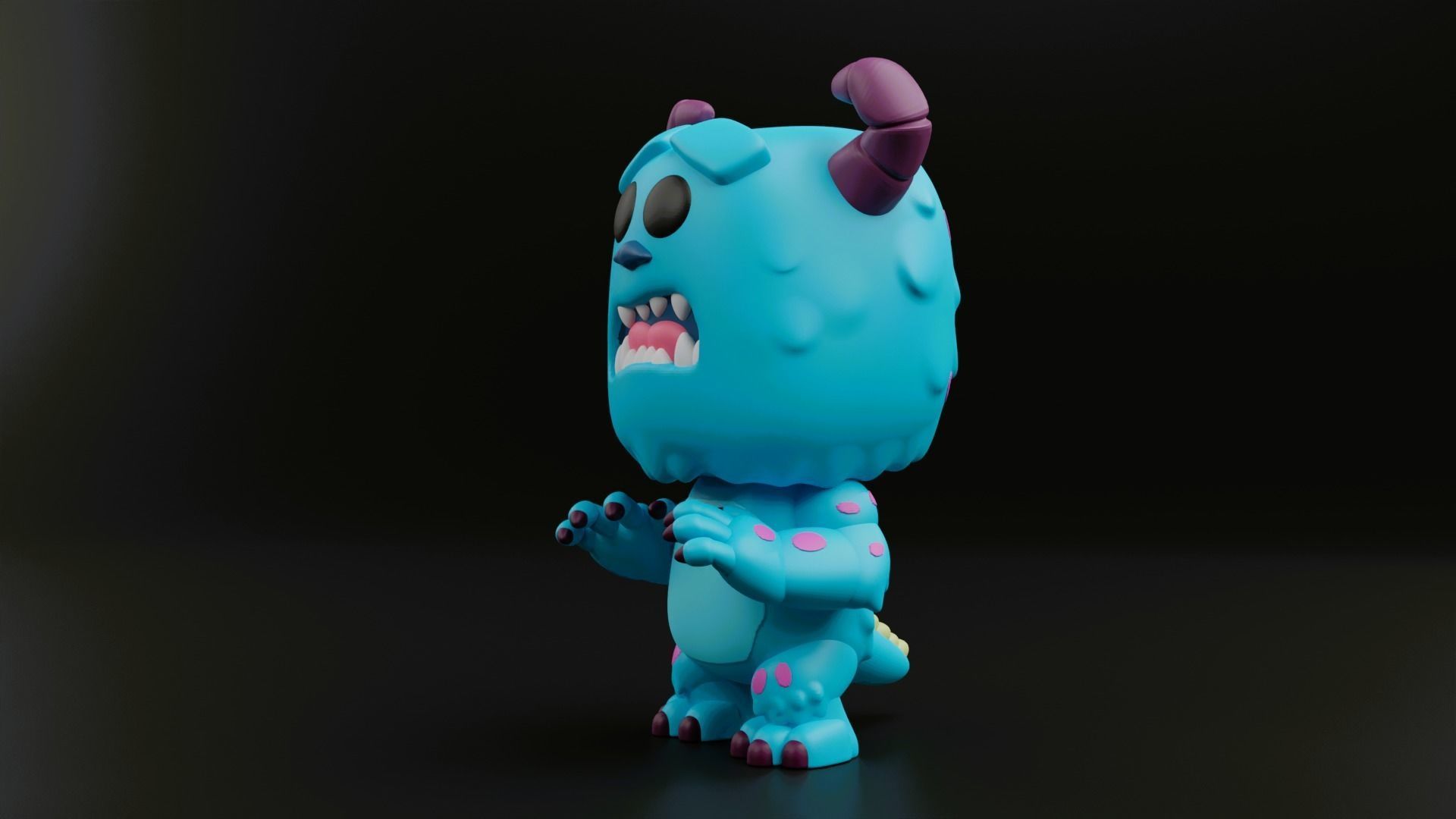 sulley funko pop from the movie monsters inc 3D print model_3