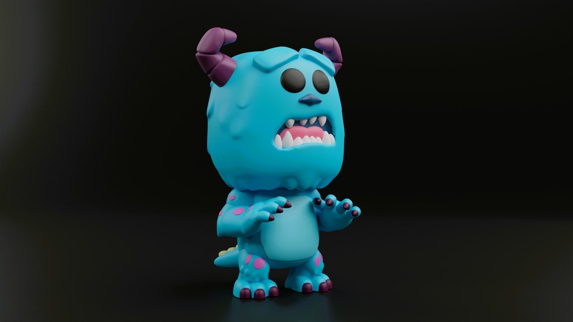 sulley funko pop from the movie monsters inc 3D print model_7