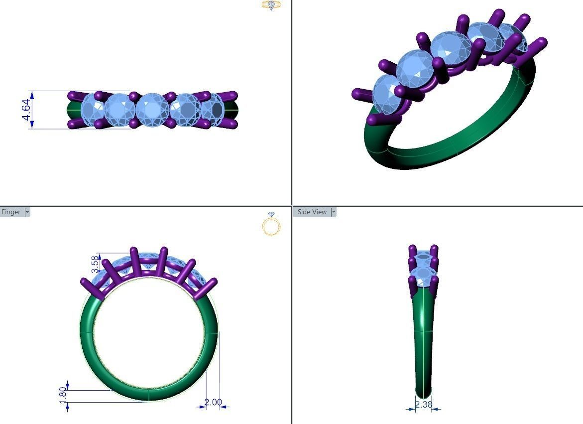 eternity Diamond Design Ring With Diamond 3D print model Free 3D print model_5