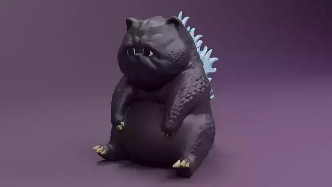 SAD AND LETHARGIC GODZILLA CAT FIGURE FOR 3D PRINTING