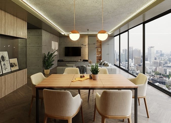 Luxury Apartment Scene In Native Blend File VIZFROMBLENDER 3D model 6