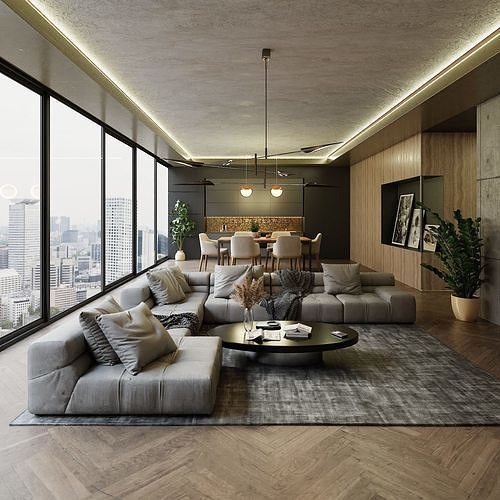 Luxury Apartment Scene In Native Blend File VIZFROMBLENDER 3D model 2
