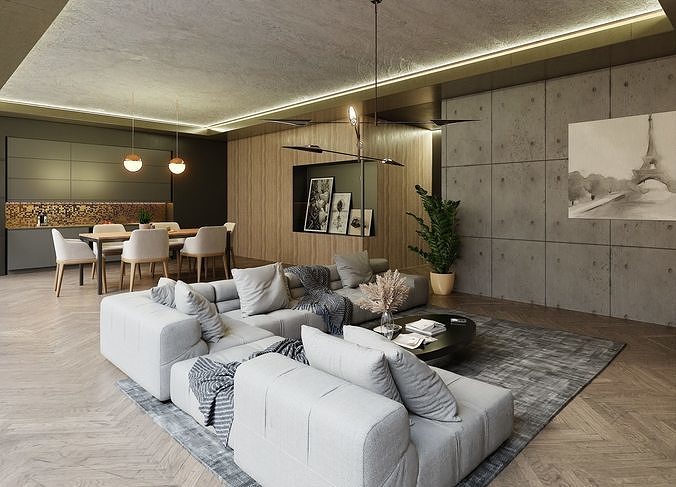 Luxury Apartment Scene In Native Blend File VIZFROMBLENDER 3D model 7