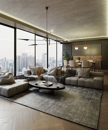 Luxury Apartment Scene In Native Blend File VIZFROMBLENDER 3D model 3