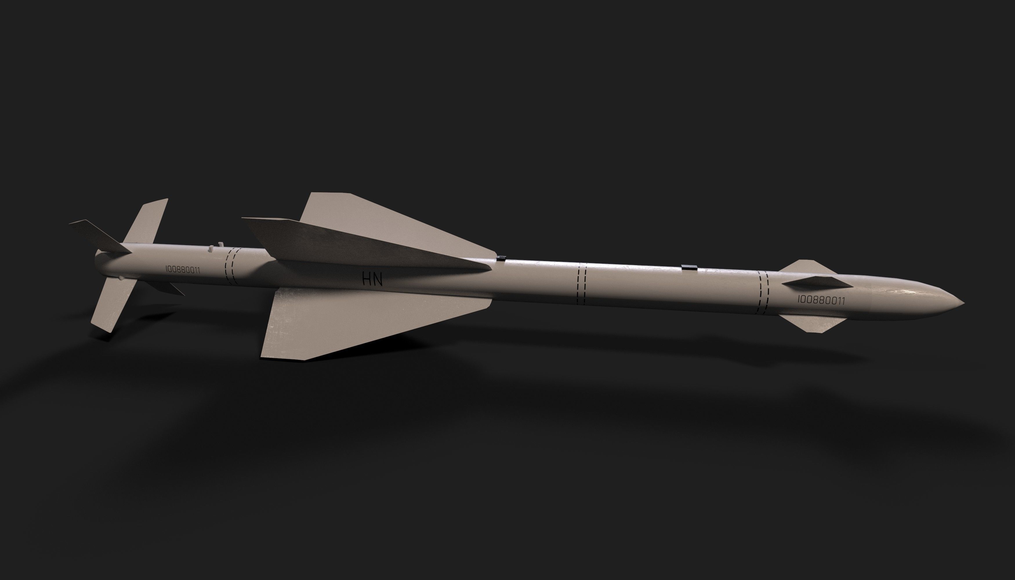 aa7 r24 air to air missile Low-poly 3D model_14