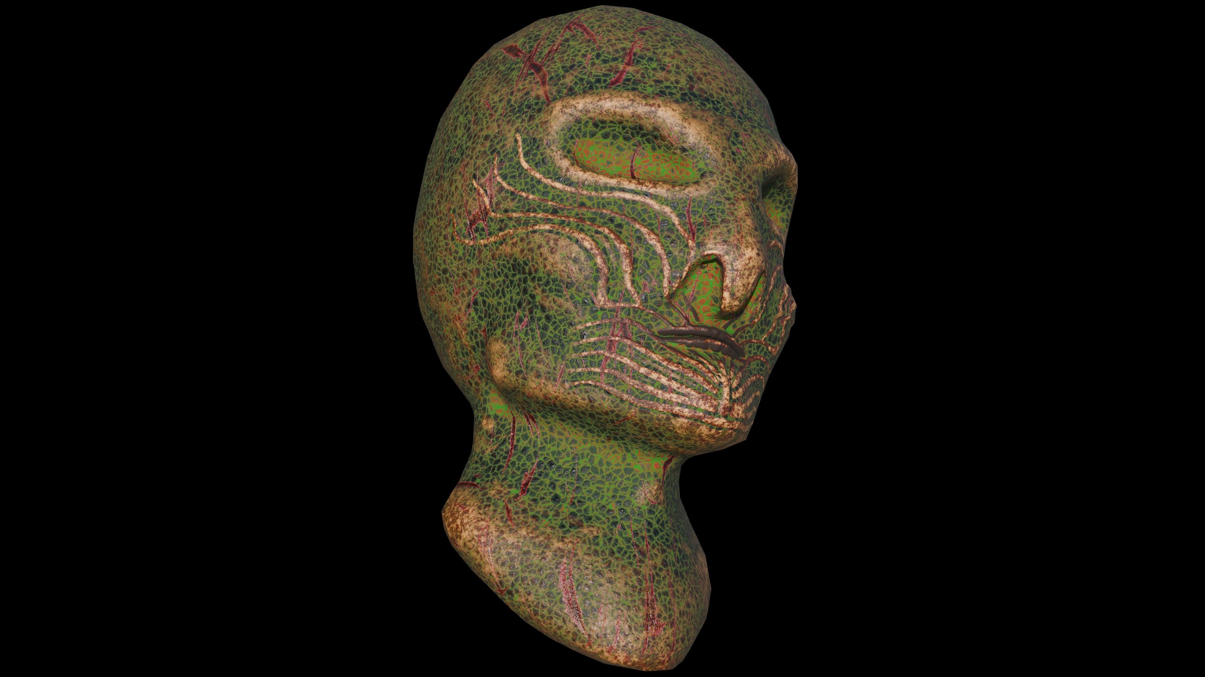 Alien creature bust Low-poly 3D model Free low-poly 3D model_4