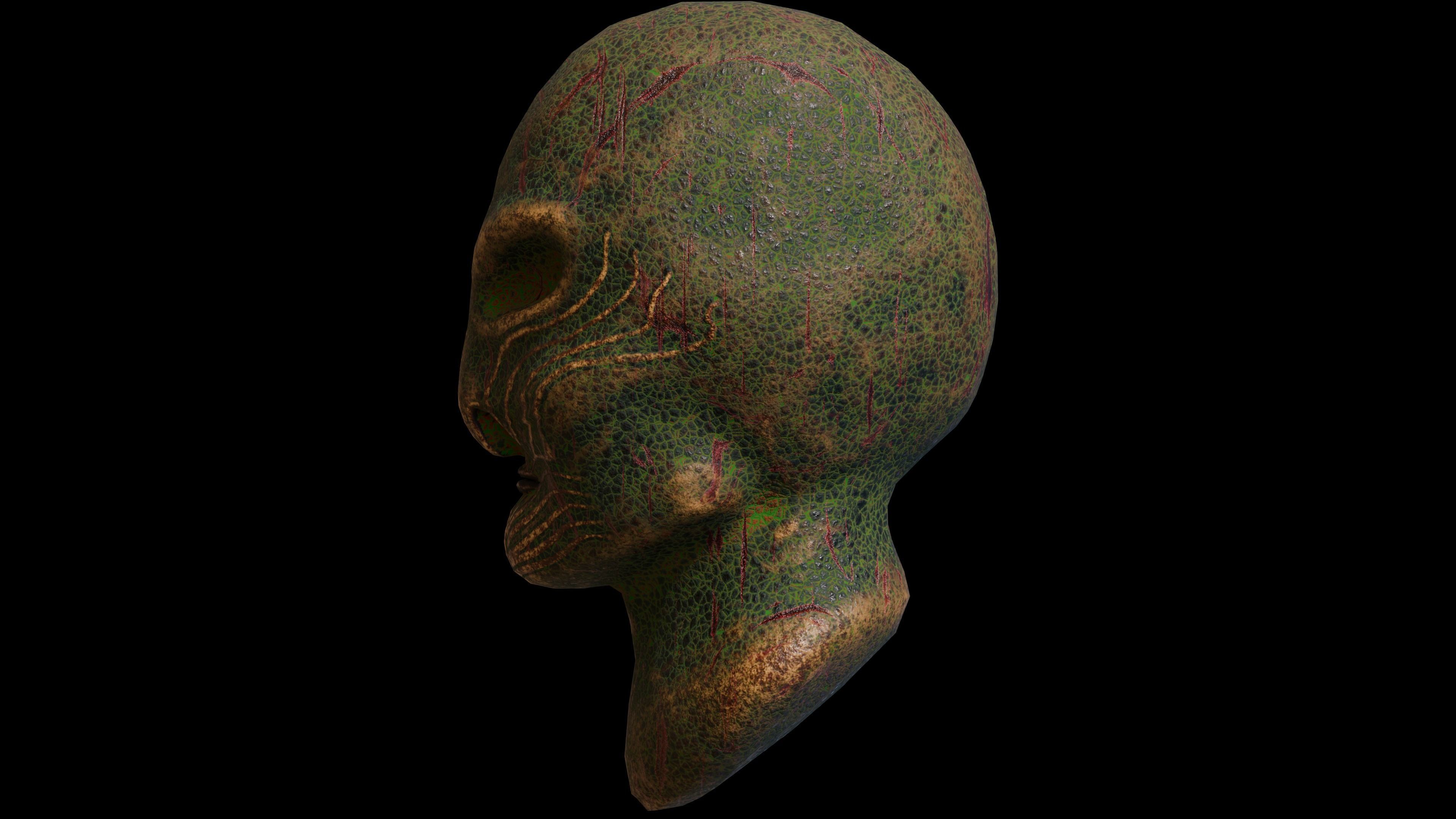 Alien creature bust Low-poly 3D model Free low-poly 3D model_1