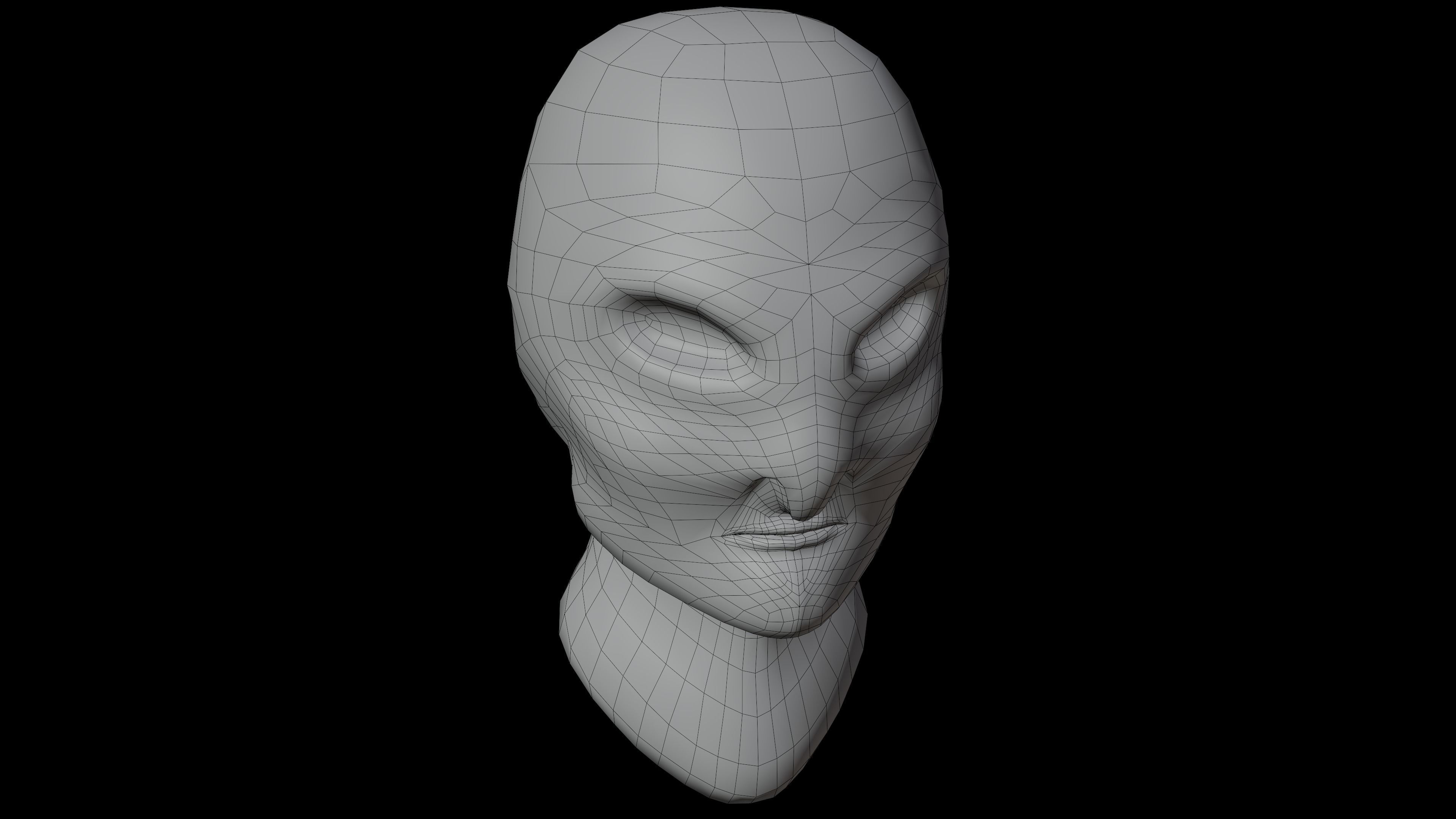 Alien creature bust Low-poly 3D model Free low-poly 3D model_2