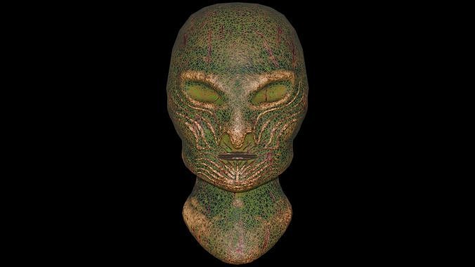 Alien creature bust Low-poly 3D model Free low-poly 3D model