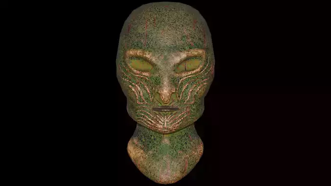 Alien creature bust Low-poly 3D model