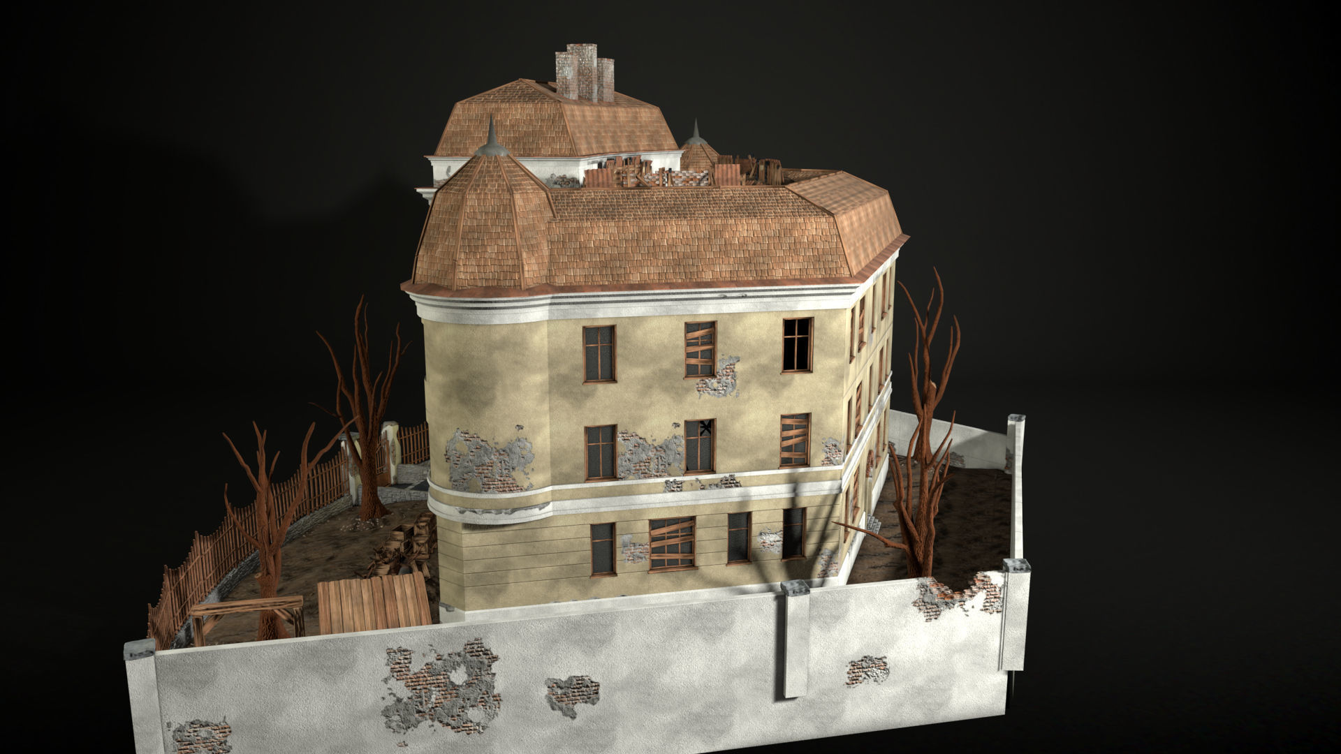 Enviro Building Haunted House Game Asset Low-poly 3D model_11