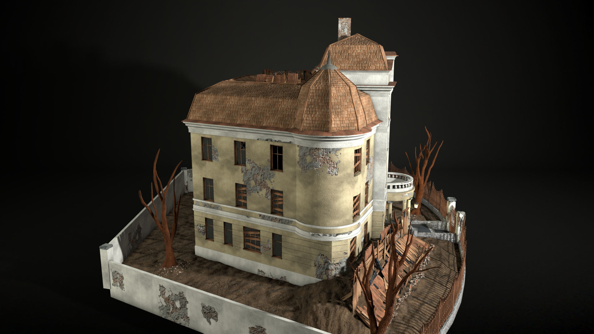 Enviro Building Haunted House Game Asset Low-poly 3D model_14