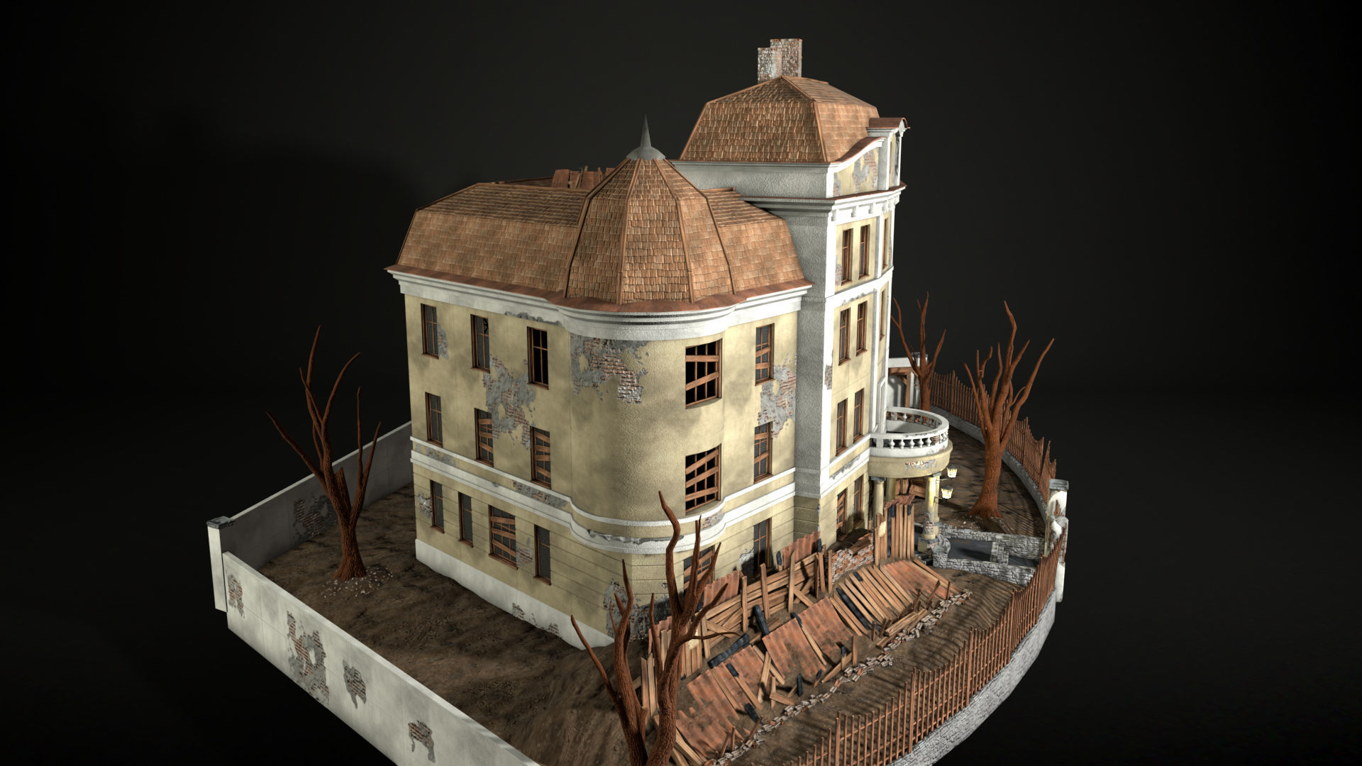 Enviro Building Haunted House Game Asset Low-poly 3D model_15