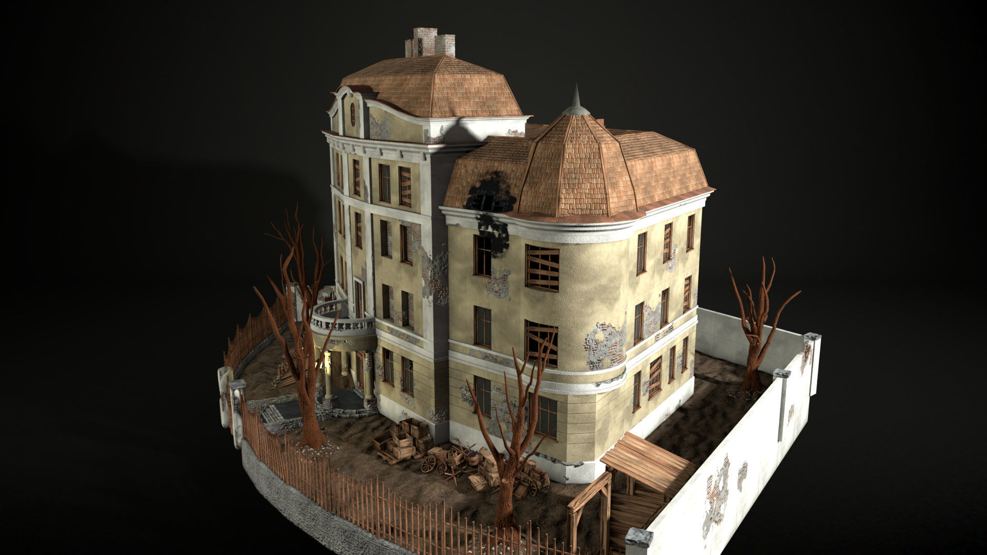Enviro Building Haunted House Game Asset Low-poly 3D model_8