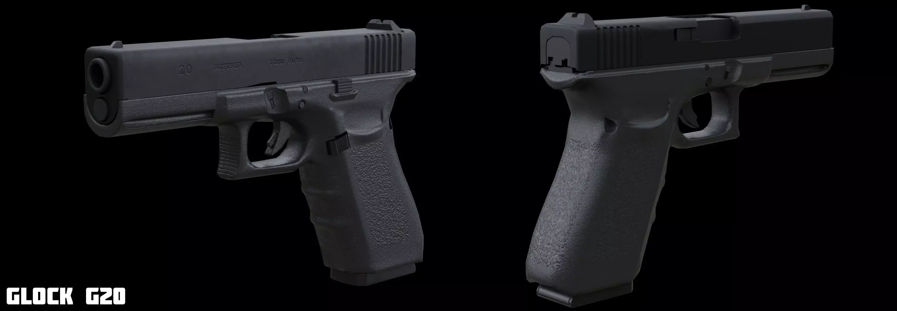 Glock G20 Free Game Ready Asset Free low-poly 3D model