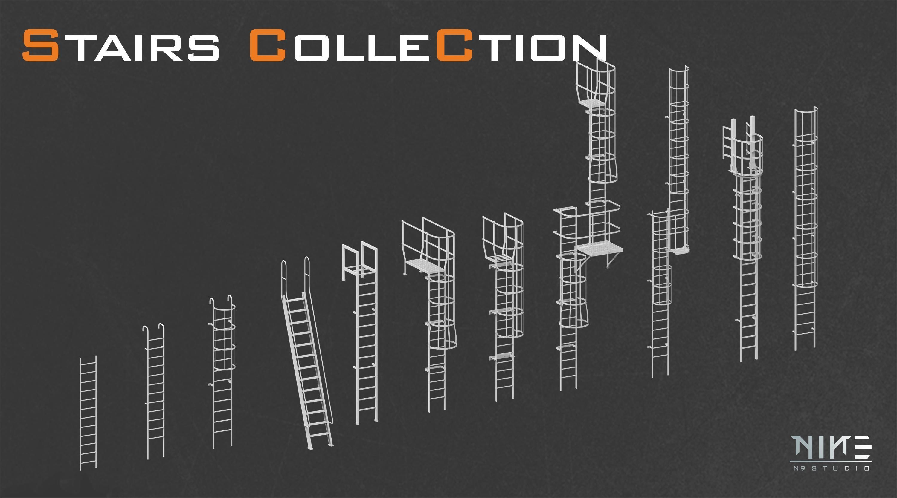 Stairs collection 3D model_9